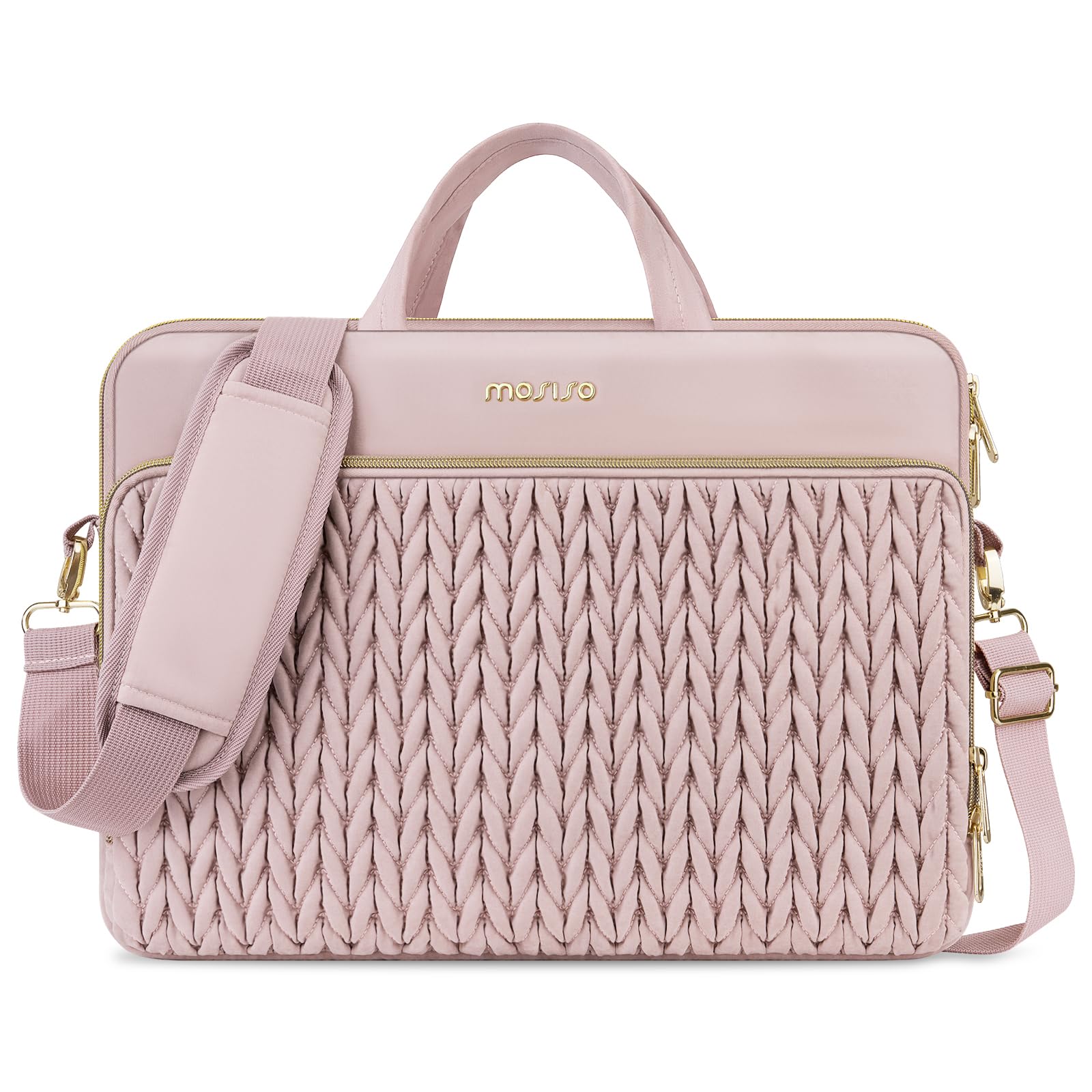 MOSISO Borsa Tracolla Laptop 15.6 pollici, Rosa