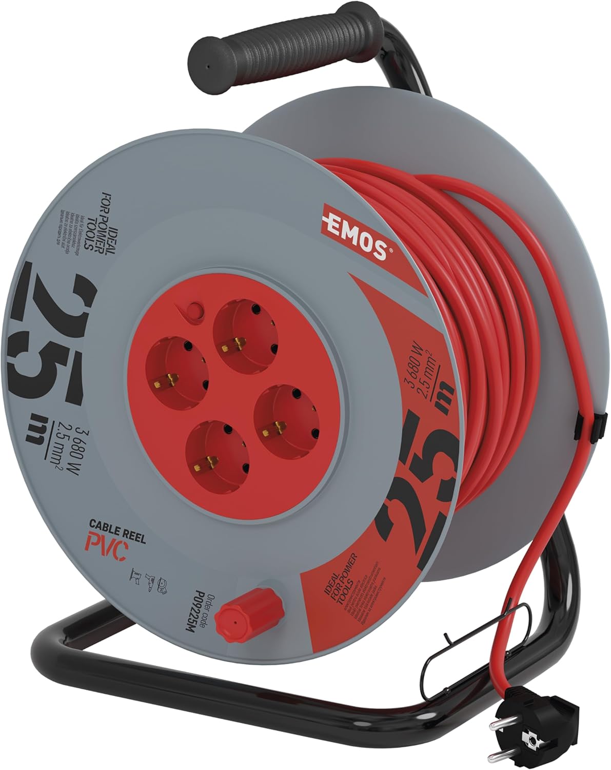 Emos Avvolgicavo 25m con 4 Prese Schuko - immagine 1