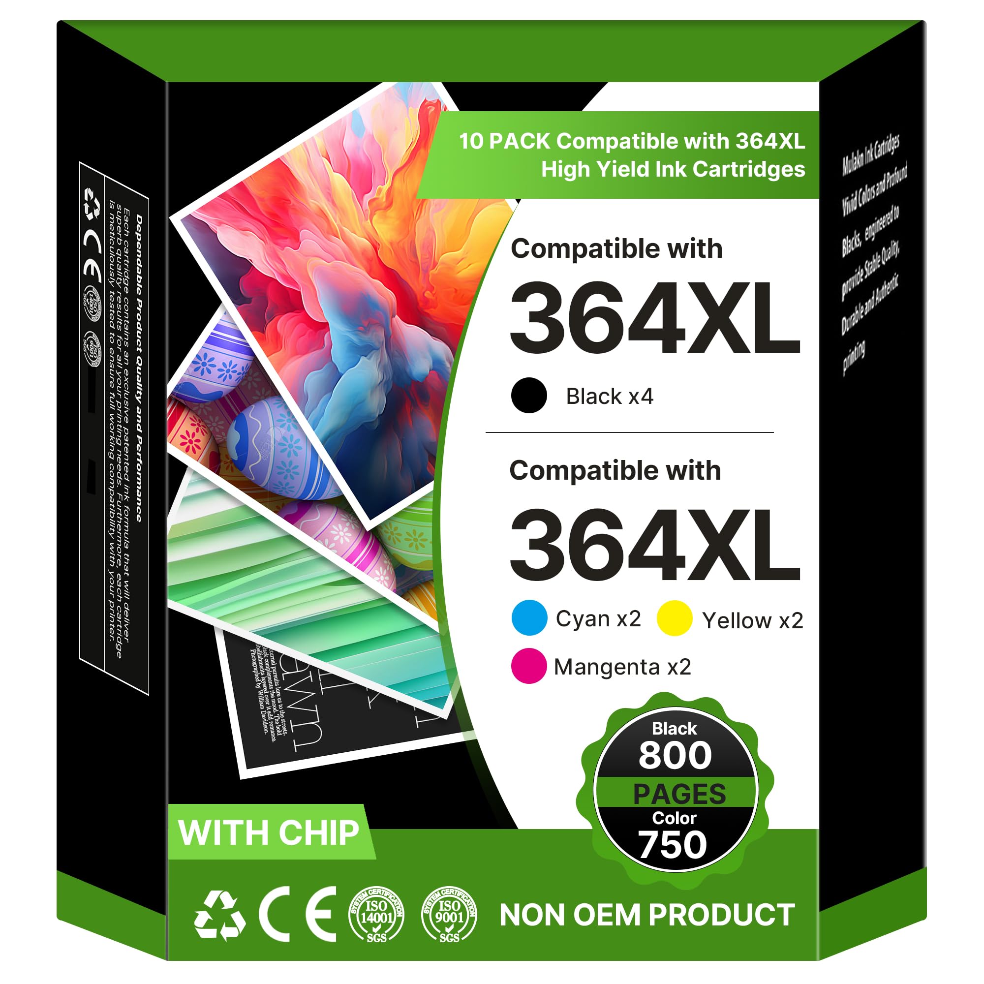 364XL Compatibile con cartucce d'inchiostro HP 364 per HP Photosmart 5520 Deskjet 3520 3522 3524 cartucce officejet 4620 4622 (confezione da 10)