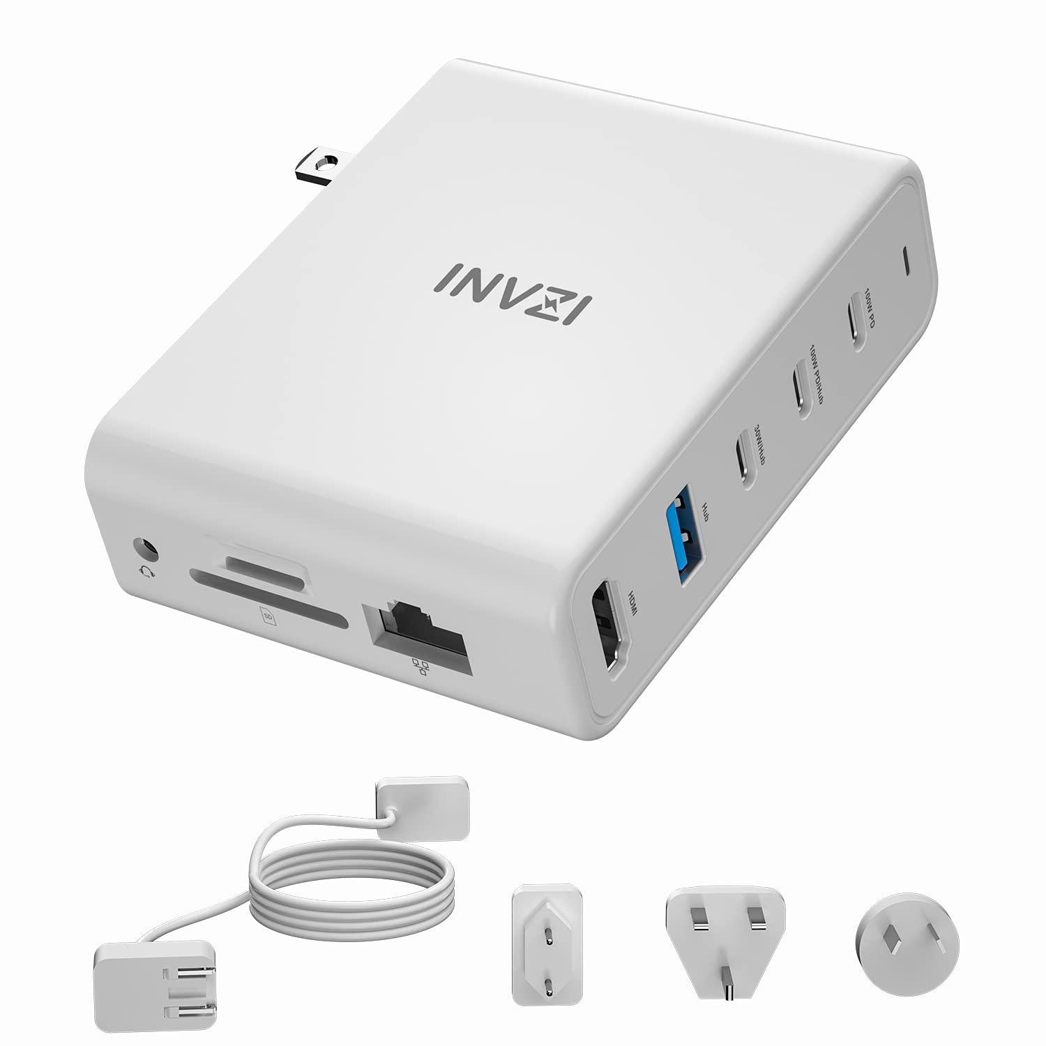 Invzi Stazione Docking USB-C 100W e Caricabatterie GaN
