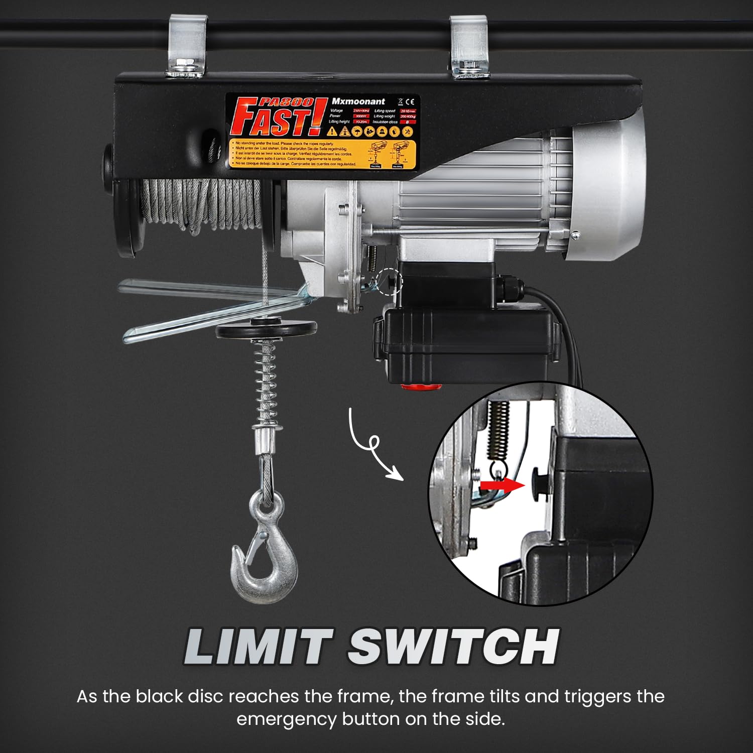 Mxmoonant Paranco Elettrico 140/280 kg, 1600W - immagine 4