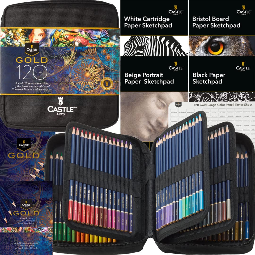 Castle Art Supplies Set 120 Matite Colorate Qualità Oro