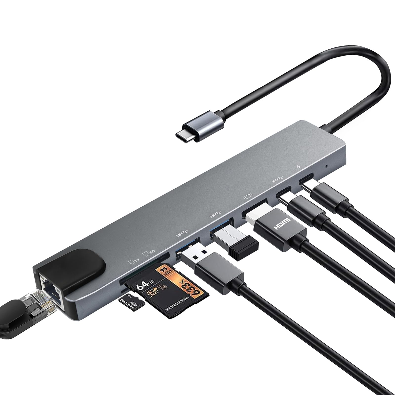 Hub USB C 8 in 1 con HDMI 4K e PD 100W
