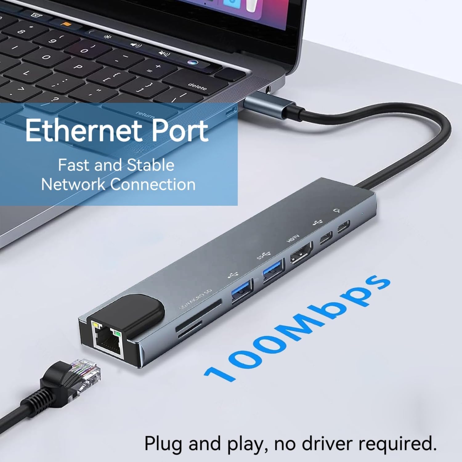 Hub USB C 8 in 1 con HDMI 4K e PD 100W - immagine 4