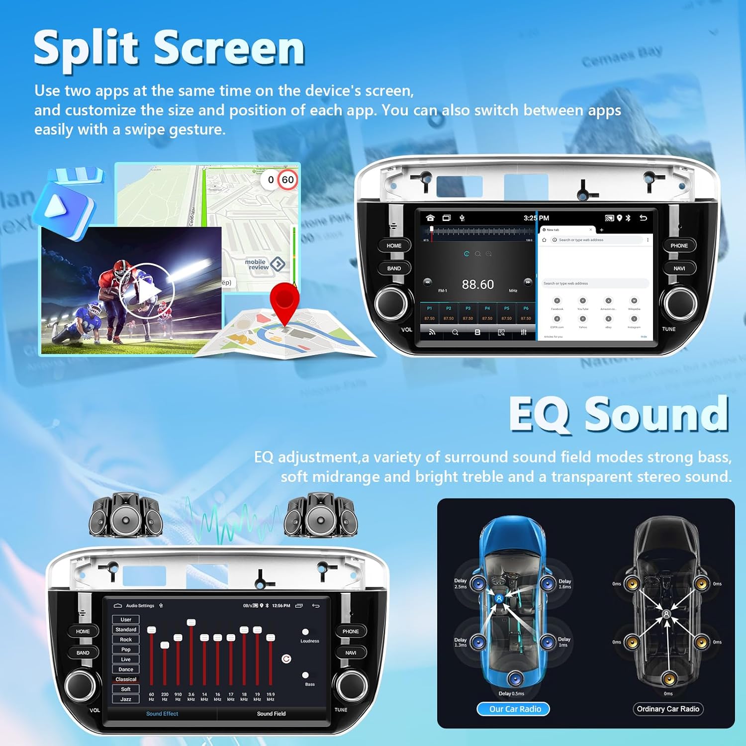 Motorsi Autoradio CarPlay 2G+64G per Fiat Punto (2012-2015) - immagine 4