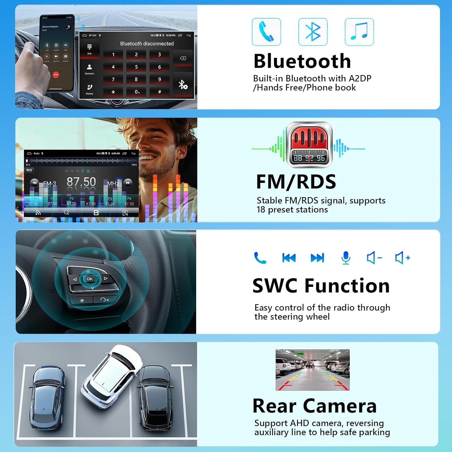 Motorsi Autoradio CarPlay 2G+64G per Fiat Punto (2012-2015) - immagine 6