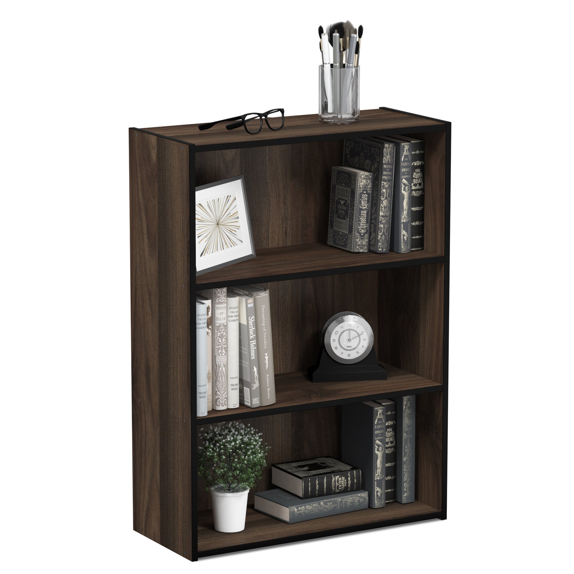 Furinno Pasir Librerie, Legno, Columbia Noce, 24.64 x 24.64 x 80.01 cm