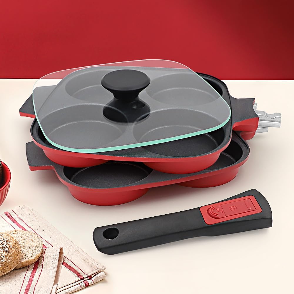 Padella Pancake 4 Fori con Coperchio - immagine 6