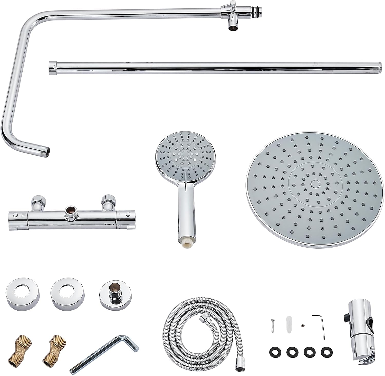 Colonna Doccia con Miscelatore Termostatico, Argento Rotondo - immagine 6