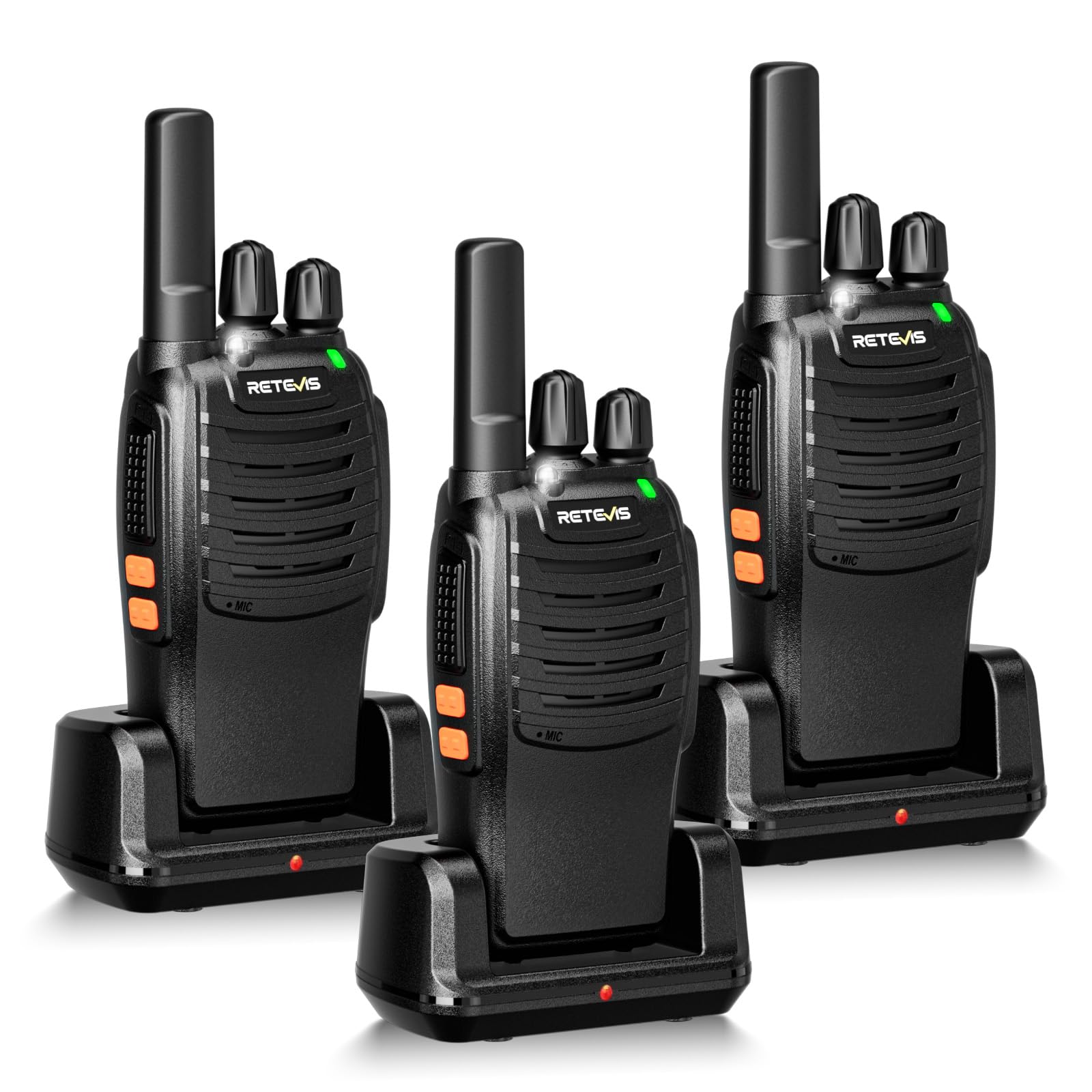 Retevis H777 Walkie Talkie PMR446 USB-C, Nero (3 Pezzi)