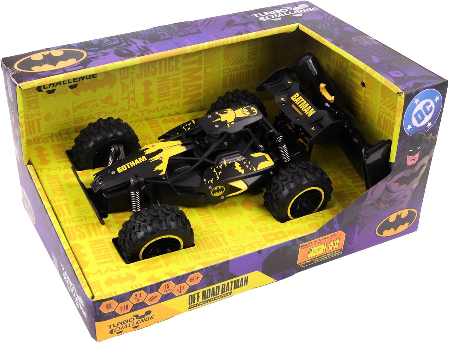 TURBO CHALLENGE Off Road Batman - Auto RC 1/24, Nero - immagine 4