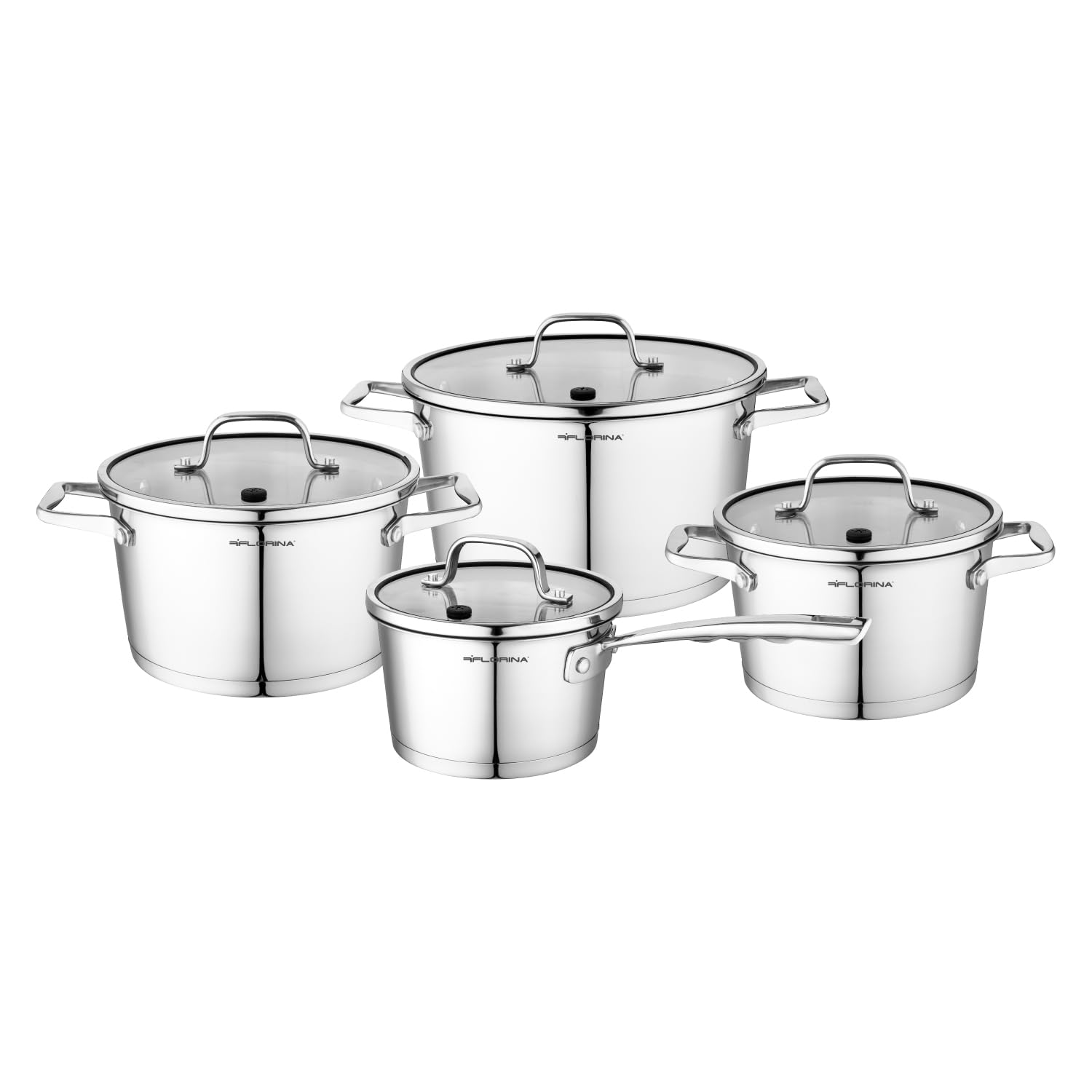 Florina Set Pentole PROFESSIONAL I 8 Pezzi Acciaio Inox