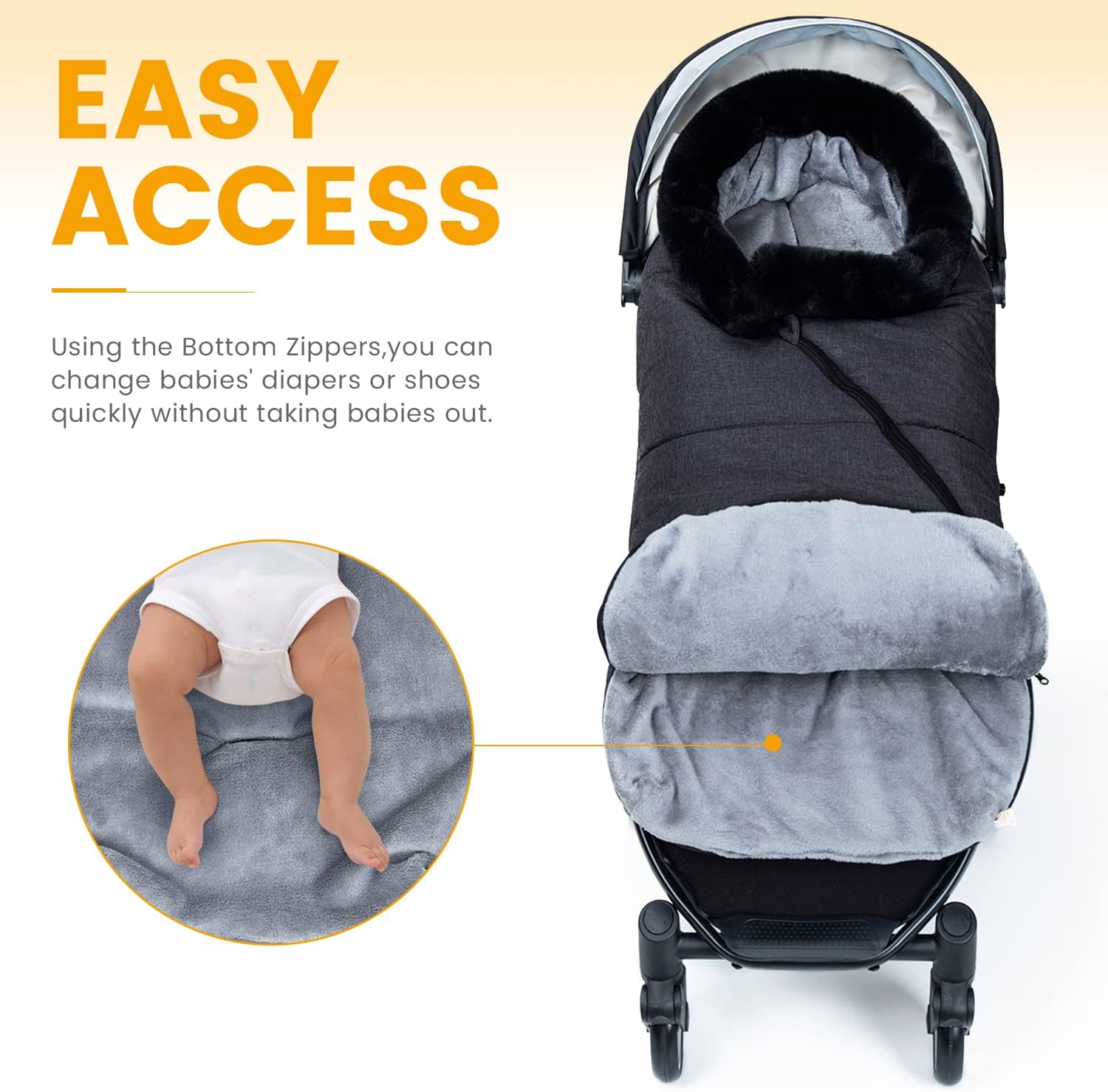 Orzbow Sacco Termico Universale per Passeggino, Grigio Scuro - immagine 4