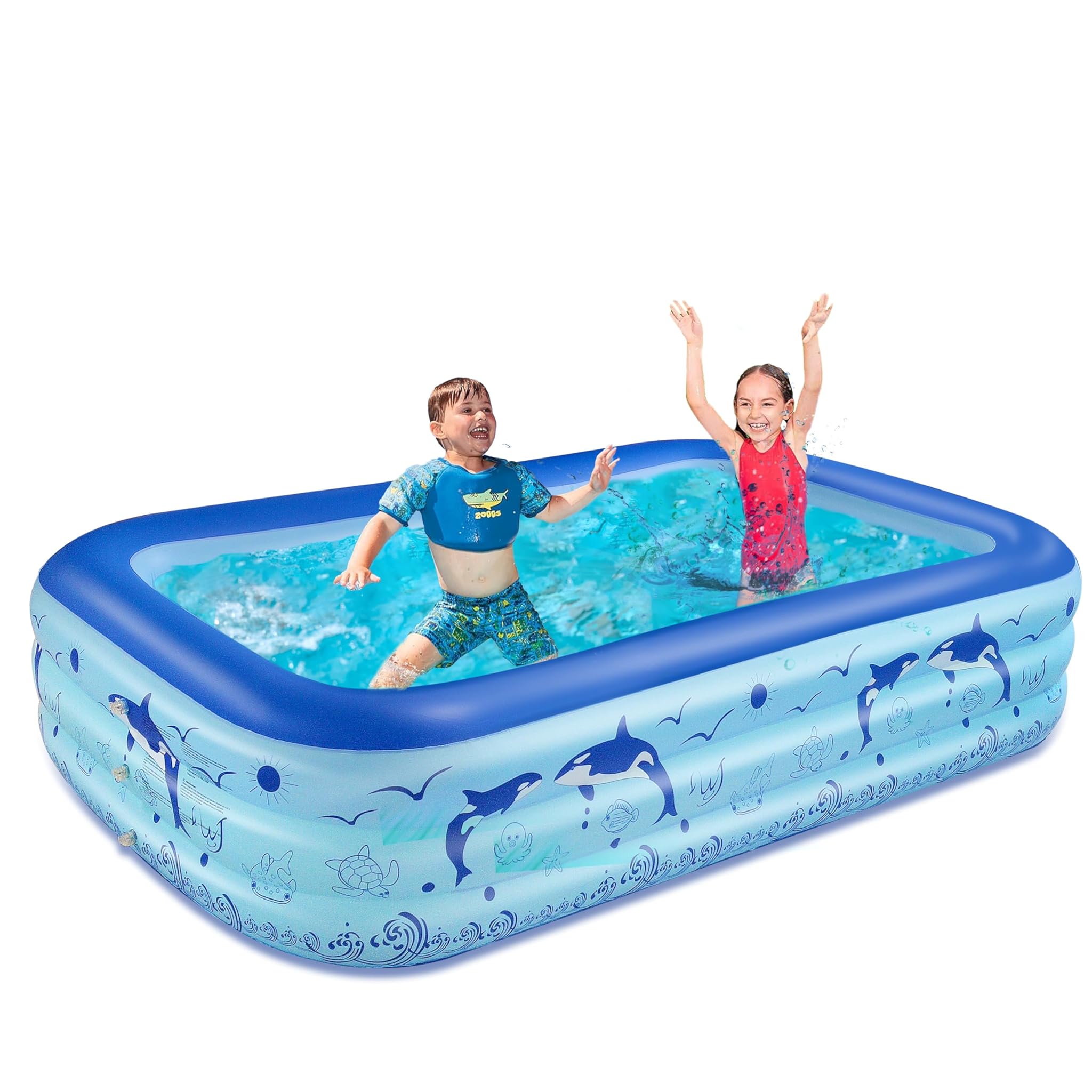 Piscina Gonfiabile Rettangolare per Bambini 195x140x50cm