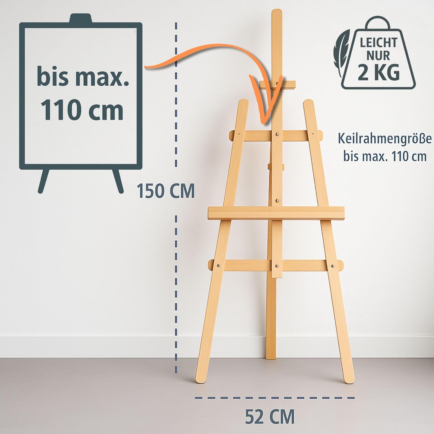 Cavalletto Pittura in Legno 150 cm (2 pezzi) - immagine 2