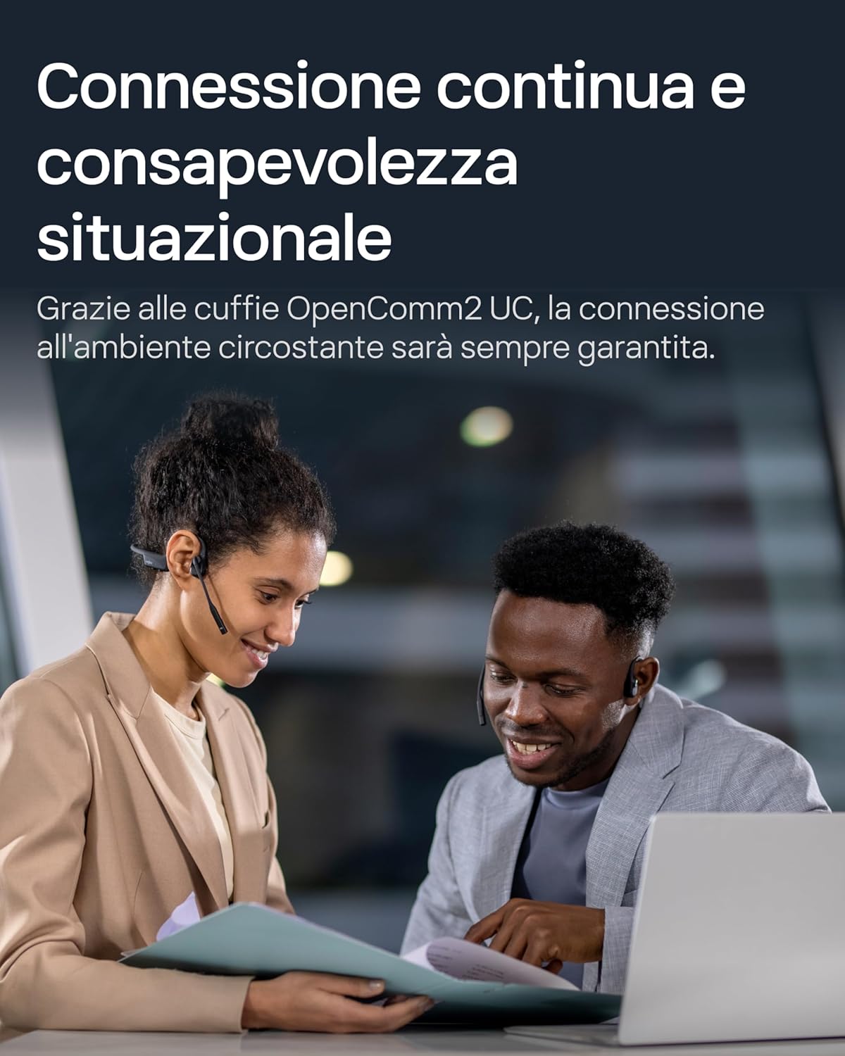 Shokz OpenComm2 UC - Auricolari a conduzione ossea, Nero - immagine 6