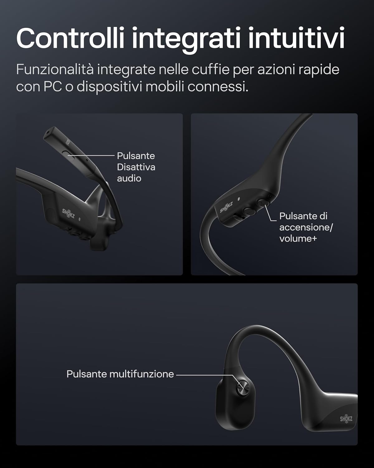 Shokz OpenComm2 UC - Auricolari a conduzione ossea, Nero - immagine 8