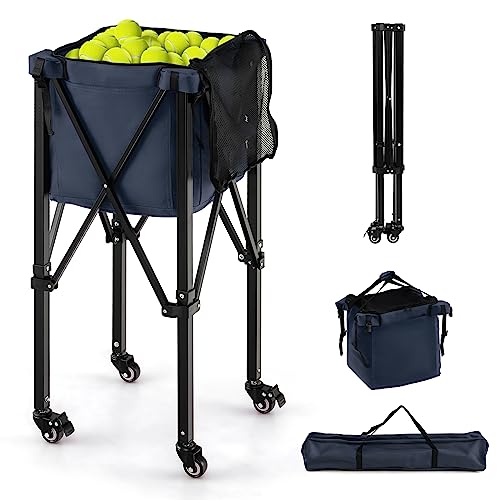 Fantask Carrello Pieghevole per 150 Palline Tennis Blu