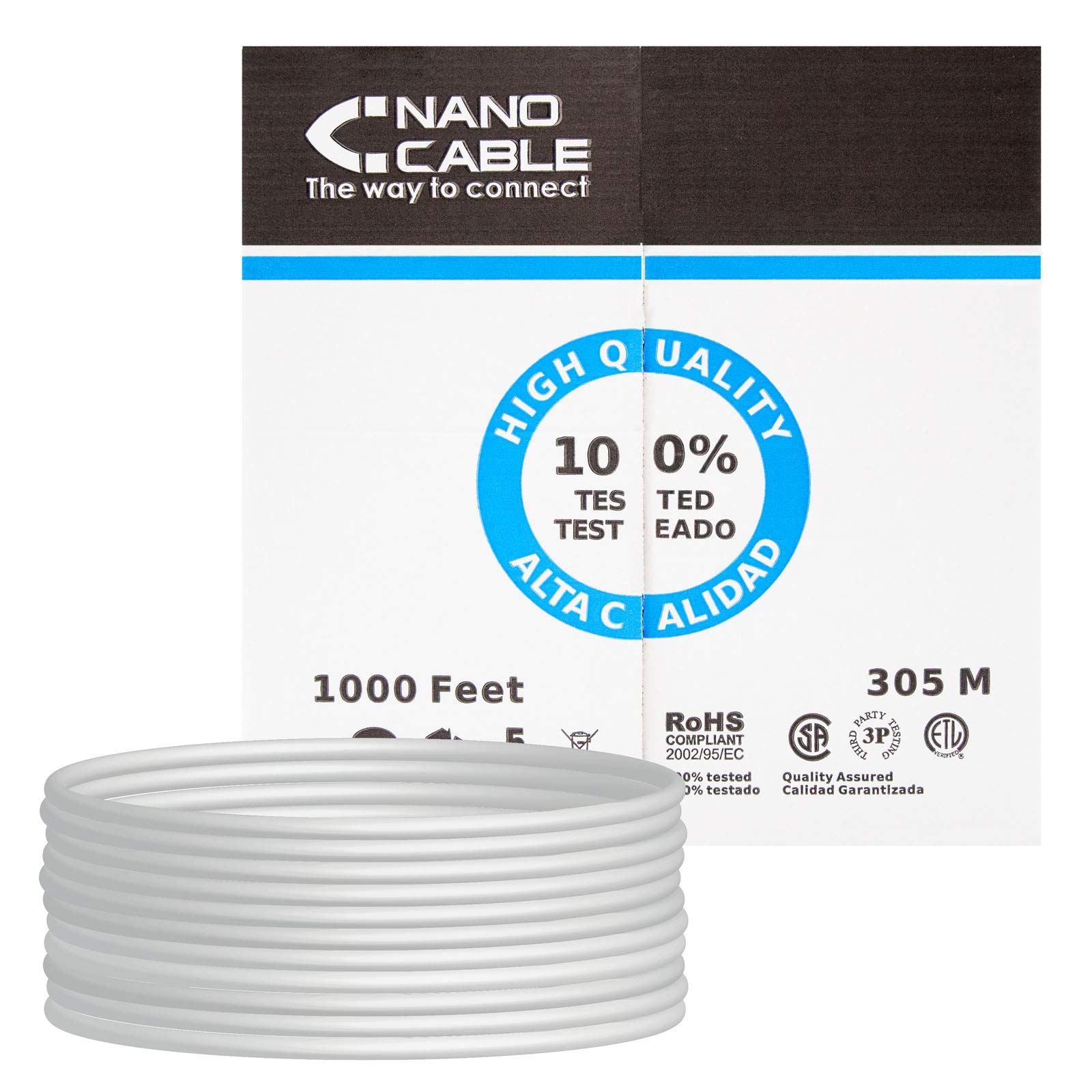 Nanocable 10.20.0304 - Cavo di Rete Rj45 Cat. 5E Utp Awg24 Rigido, Bobina 305 ms