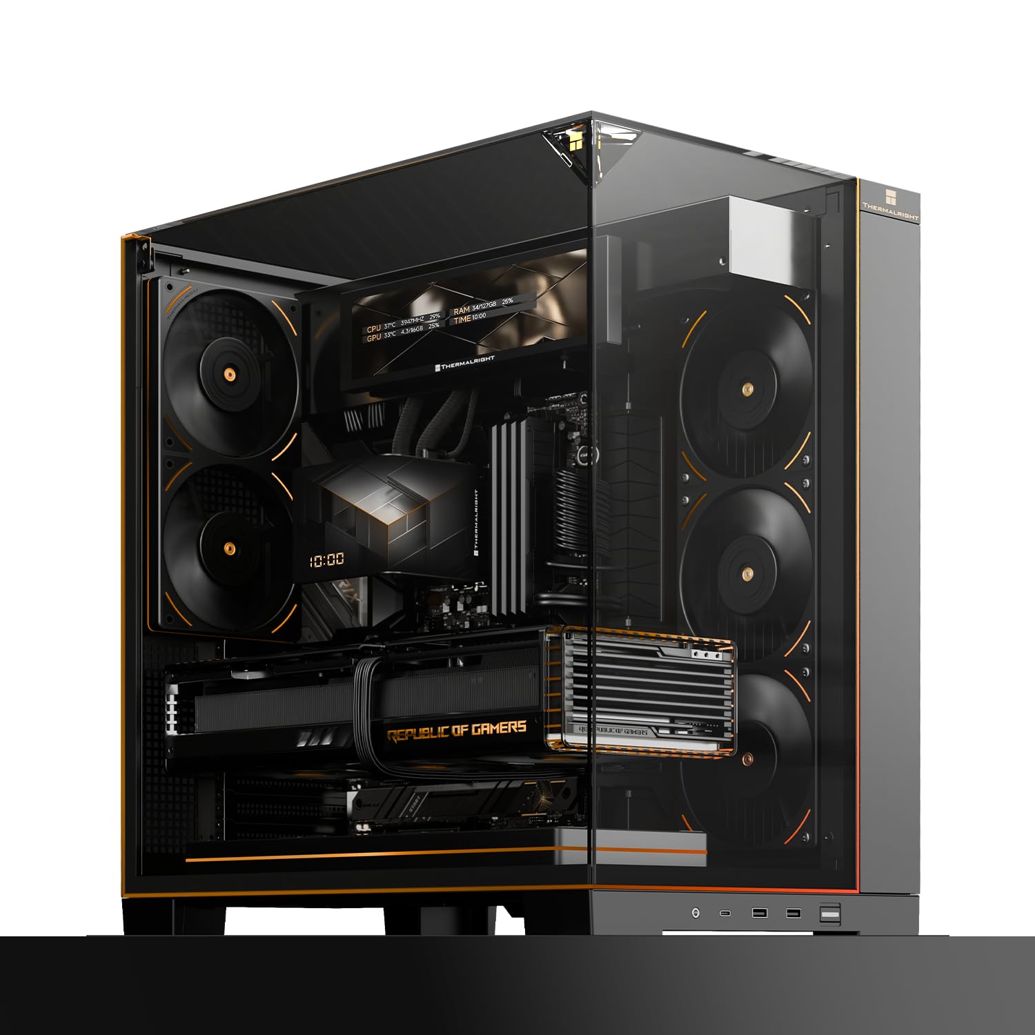 TR A70 Vision PC Case - Illuminazione ARGB da 5 V, design a rete per un raffreddamento ottimale, spazi disco rigido flessibili, ideale per il montaggio fai da te, con display da 9,16 pollici