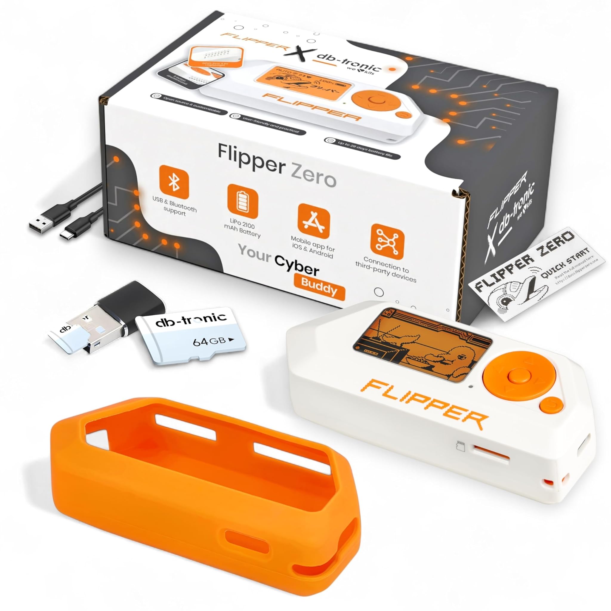 Flipper Zero Set con Custodia e Scheda Memoria 64GB