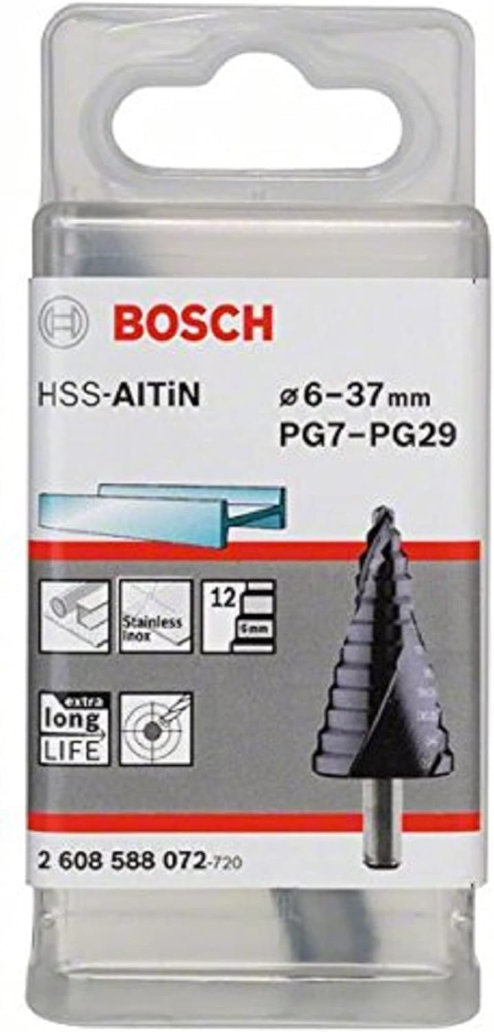 Bosch, 2608588072, Punta a Gradino, PG7-PG29, Diametro 6-37 mm, 12 gradini