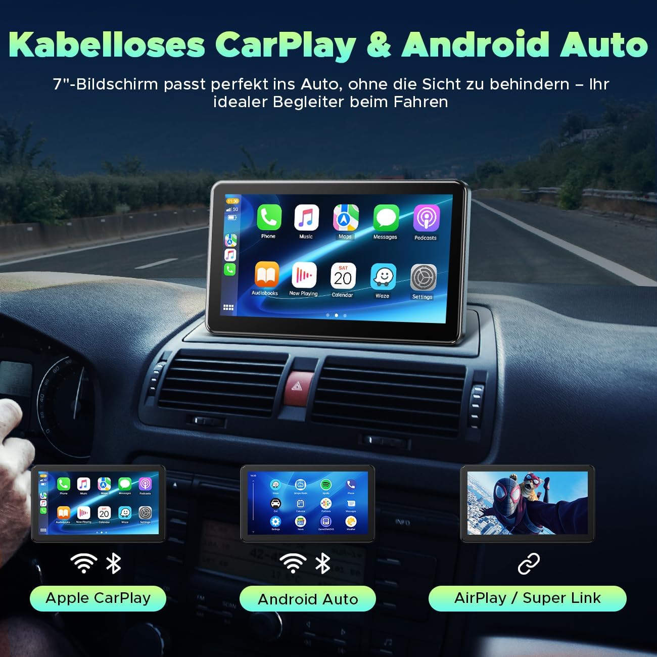 Lamtto Display Wireless Carplay Android Auto 7 Pollici - immagine 2