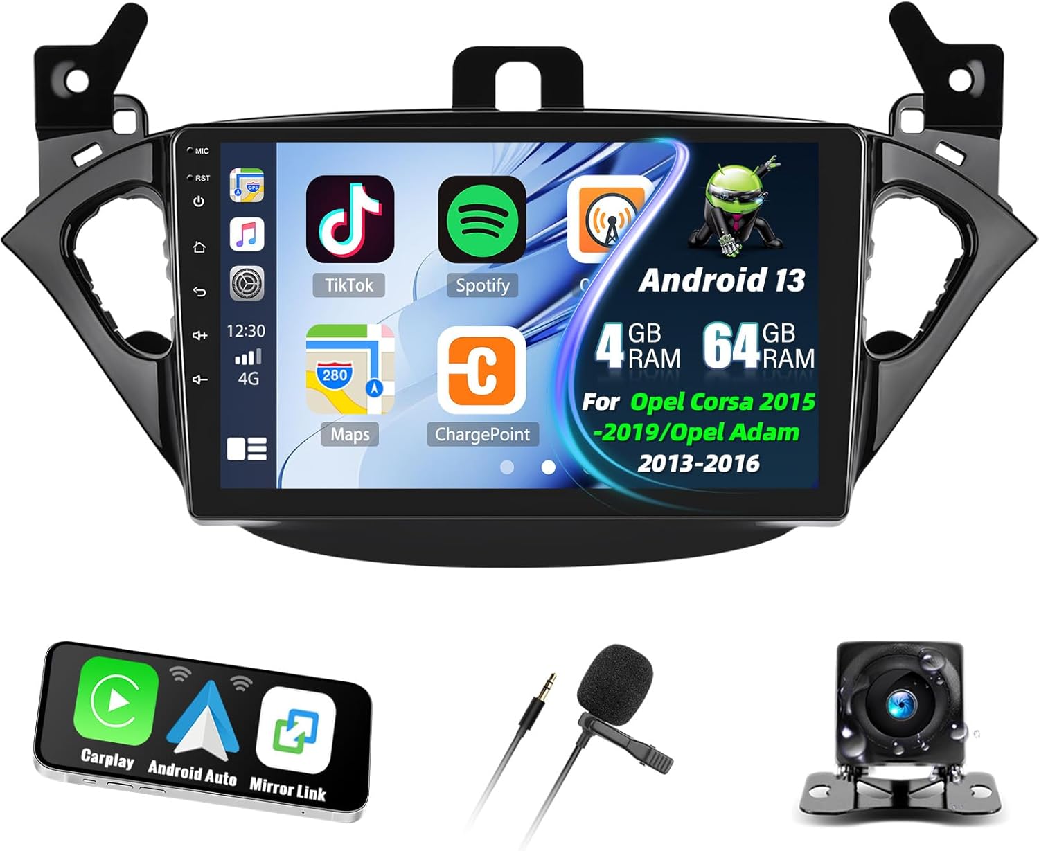Autoradio Wireless CarPlay Android Auto per Opel Corsa 9" - immagine 1