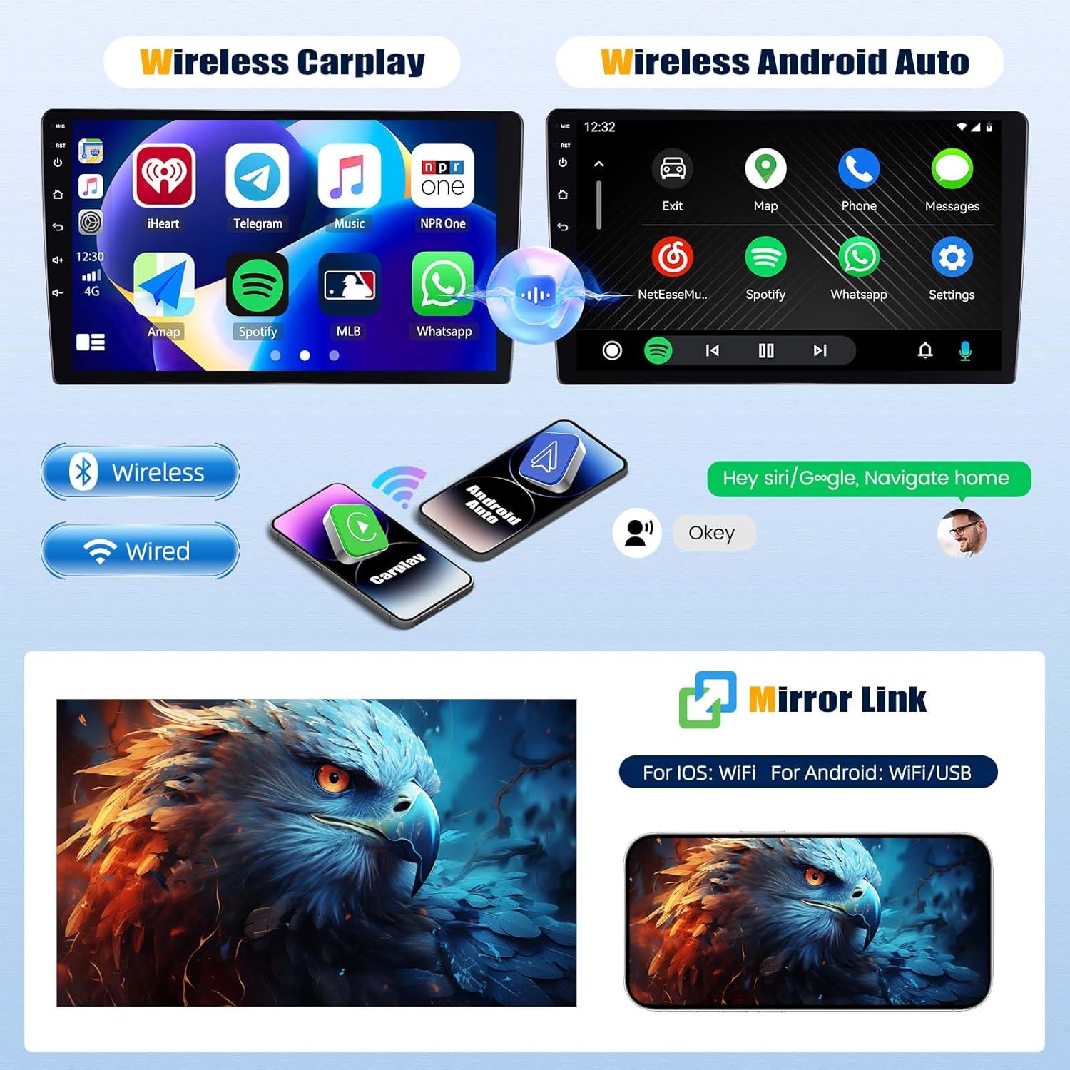 Autoradio Wireless CarPlay Android Auto per Opel Corsa 9" - immagine 3