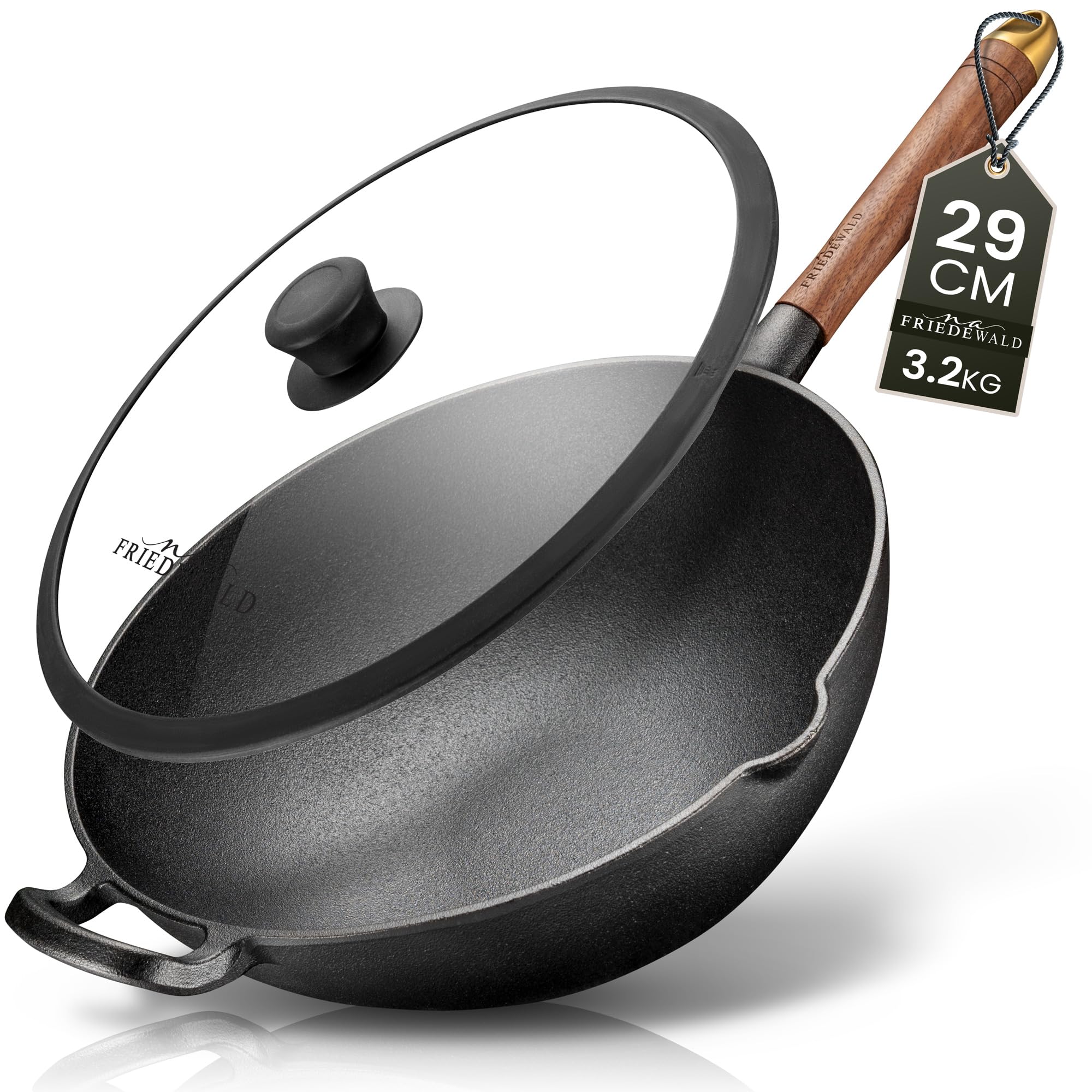 Friedewald® Wok in Ghisa con Coperchio 29cm