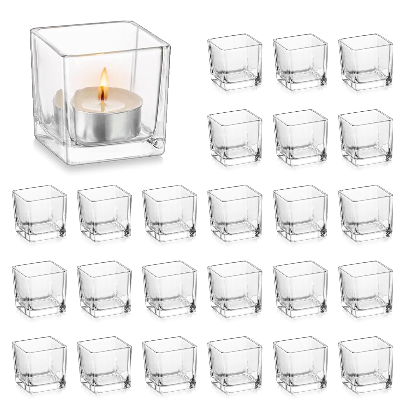 Hewory Portacandele in Vetro Antivento (24 pezzi)