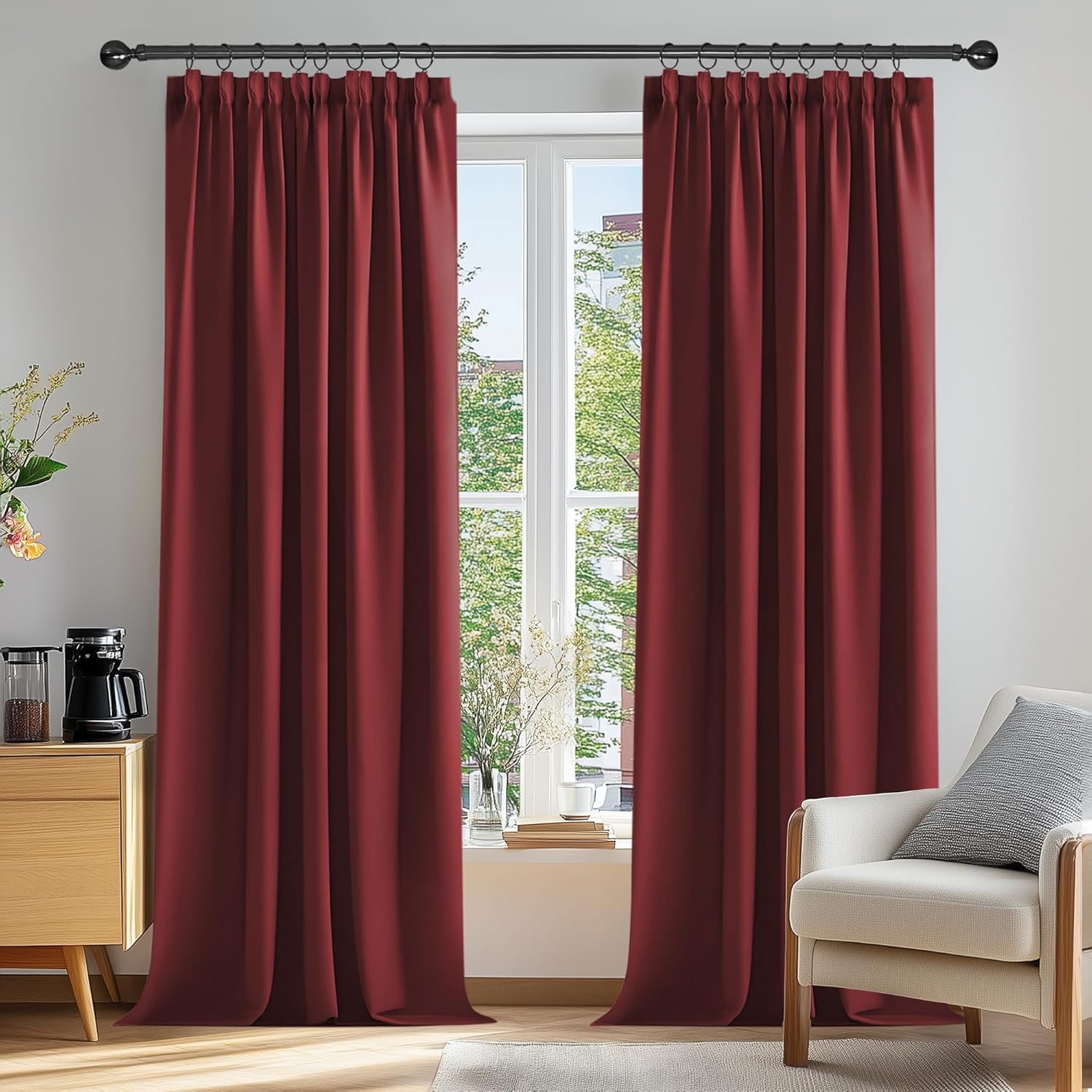 Deconovo Tende Oscuranti 140x260 CM, Rosso Scuro - immagine 2