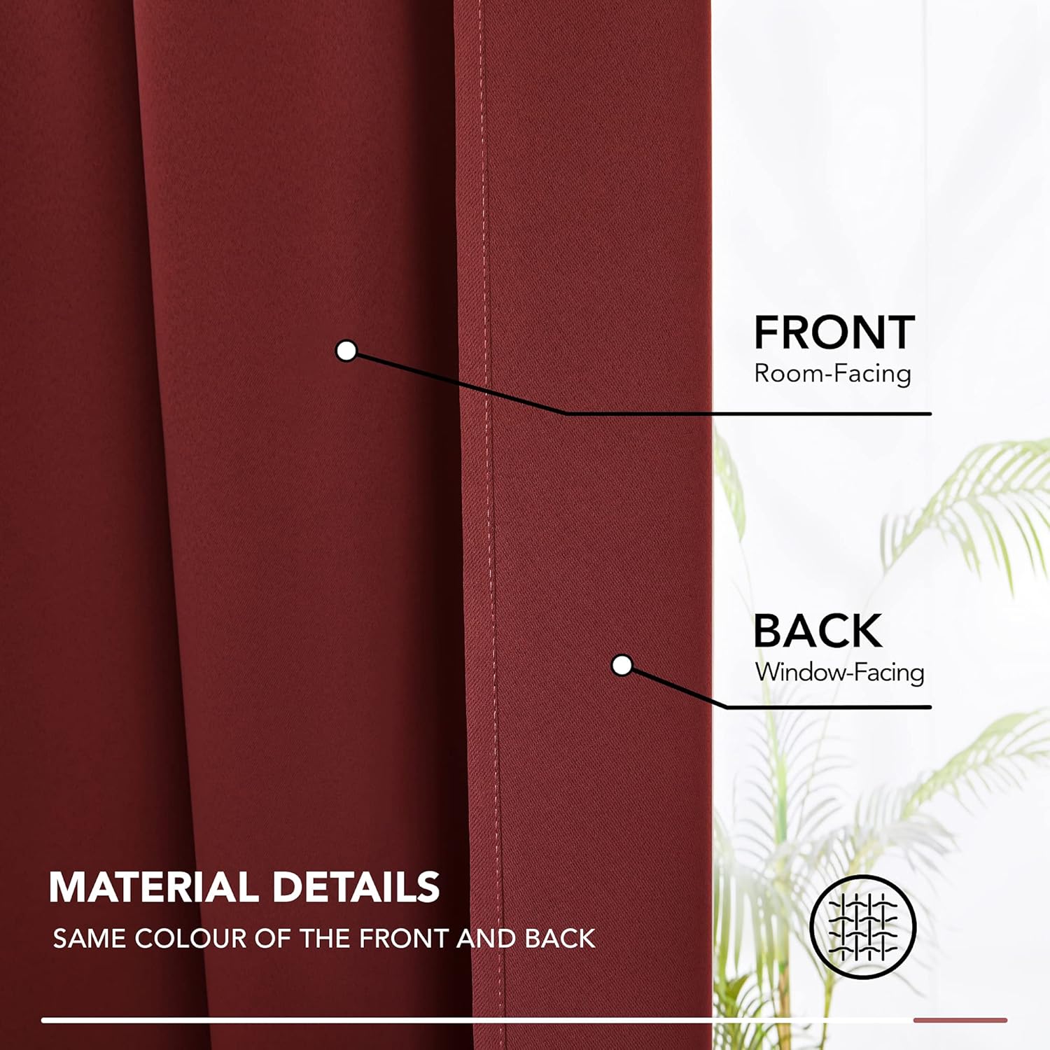 Deconovo Tende Oscuranti 140x260 CM, Rosso Scuro - immagine 7