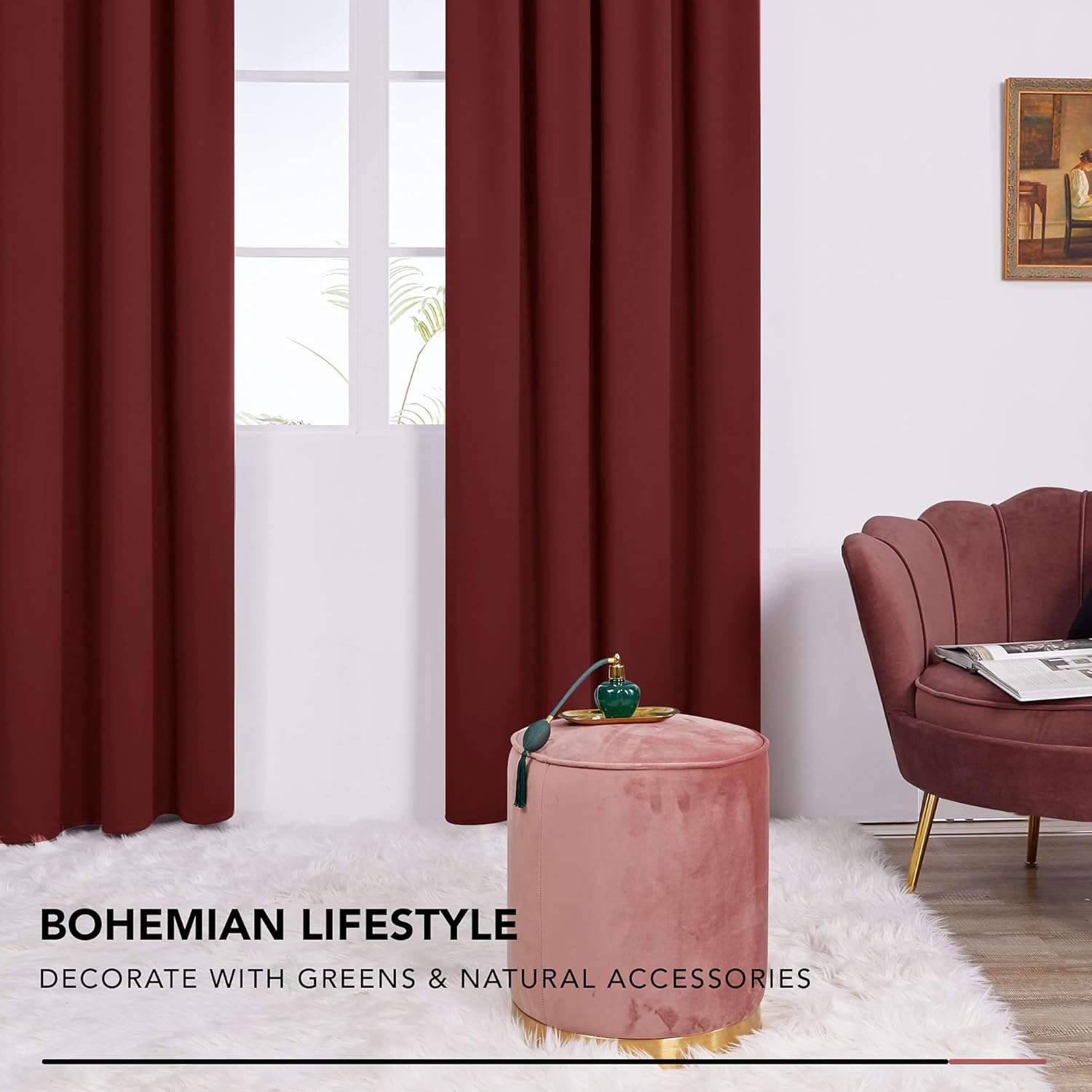 Deconovo Tende Oscuranti 140x260 CM, Rosso Scuro - immagine 8