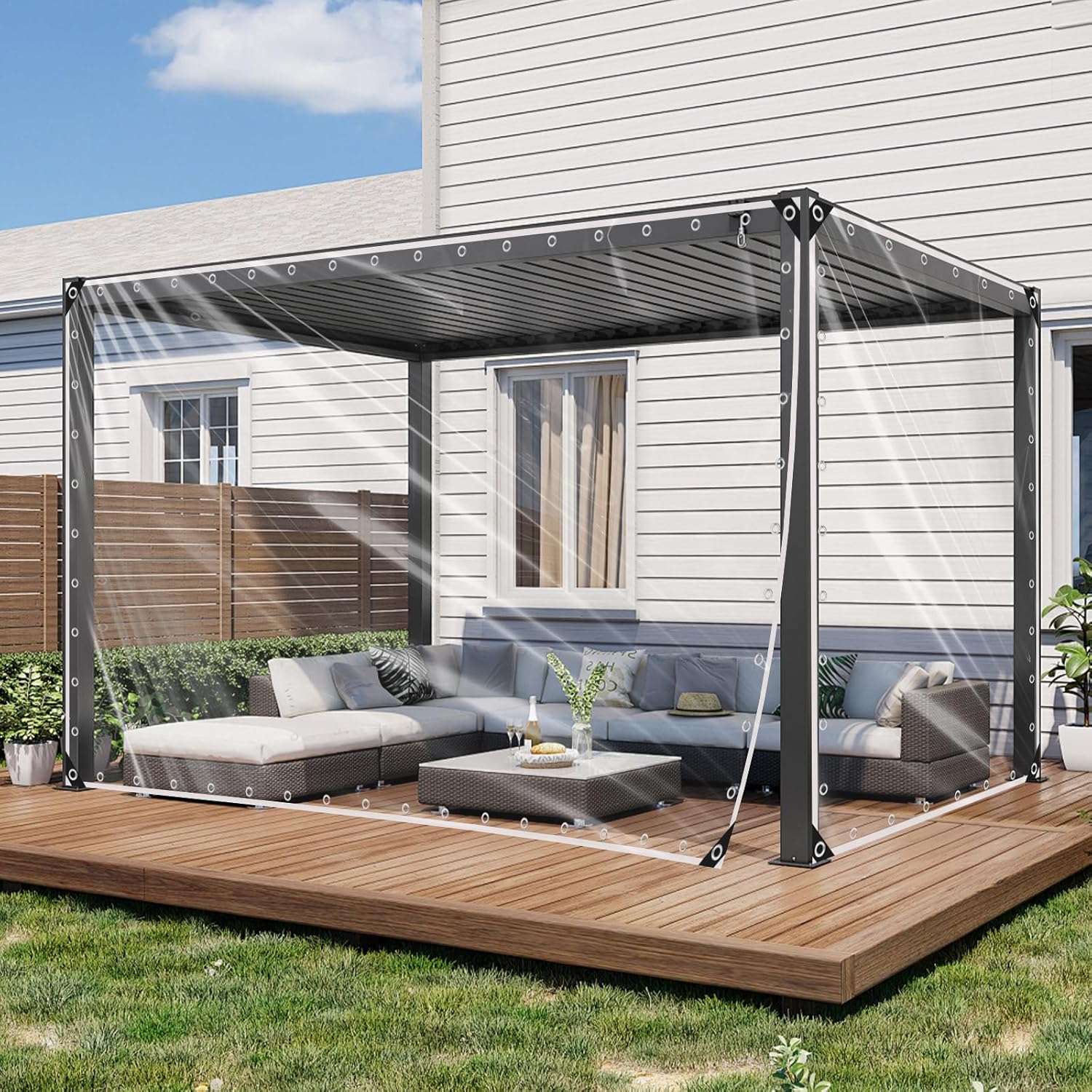 Telone Trasparente con Occhielli in PVC 450 g/mq (3x5m) - immagine 2