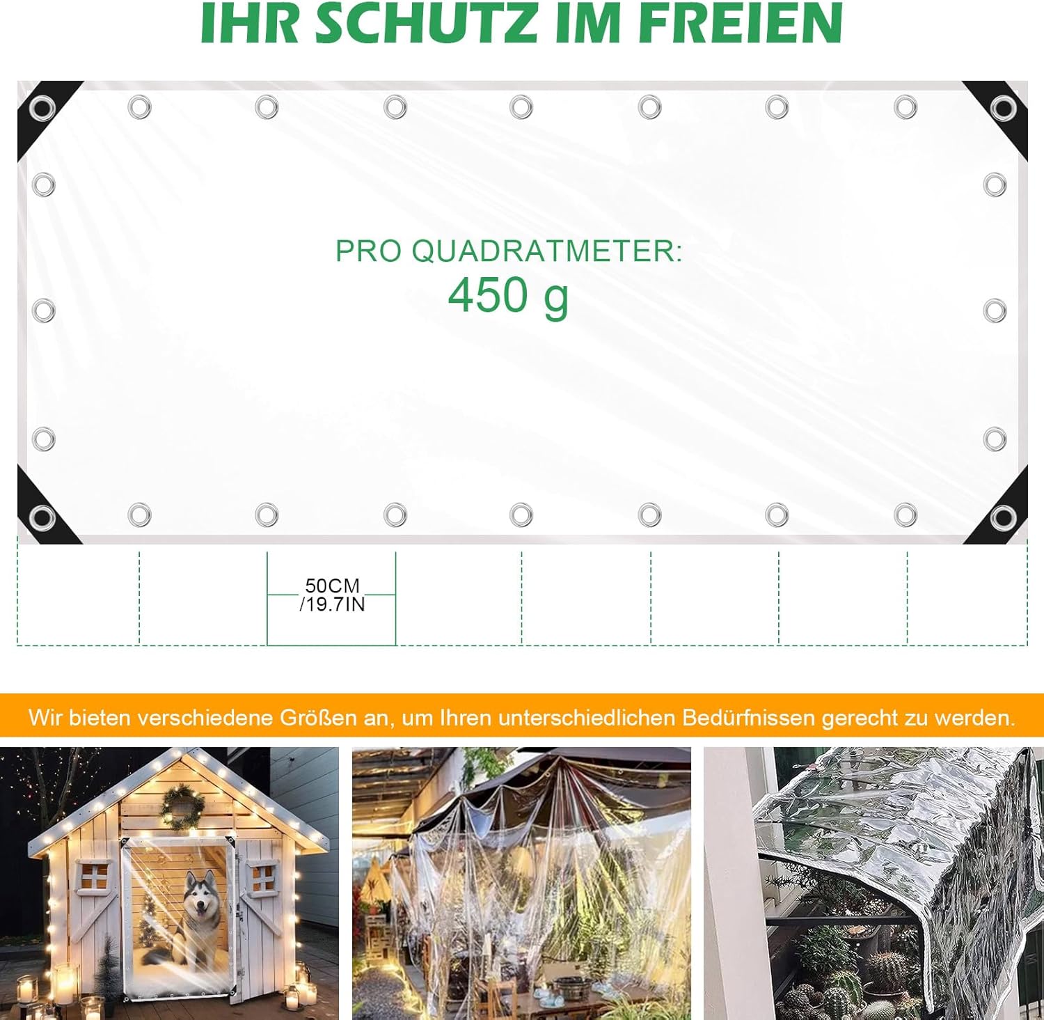 Telone Trasparente con Occhielli in PVC 450 g/mq (3x5m) - immagine 6