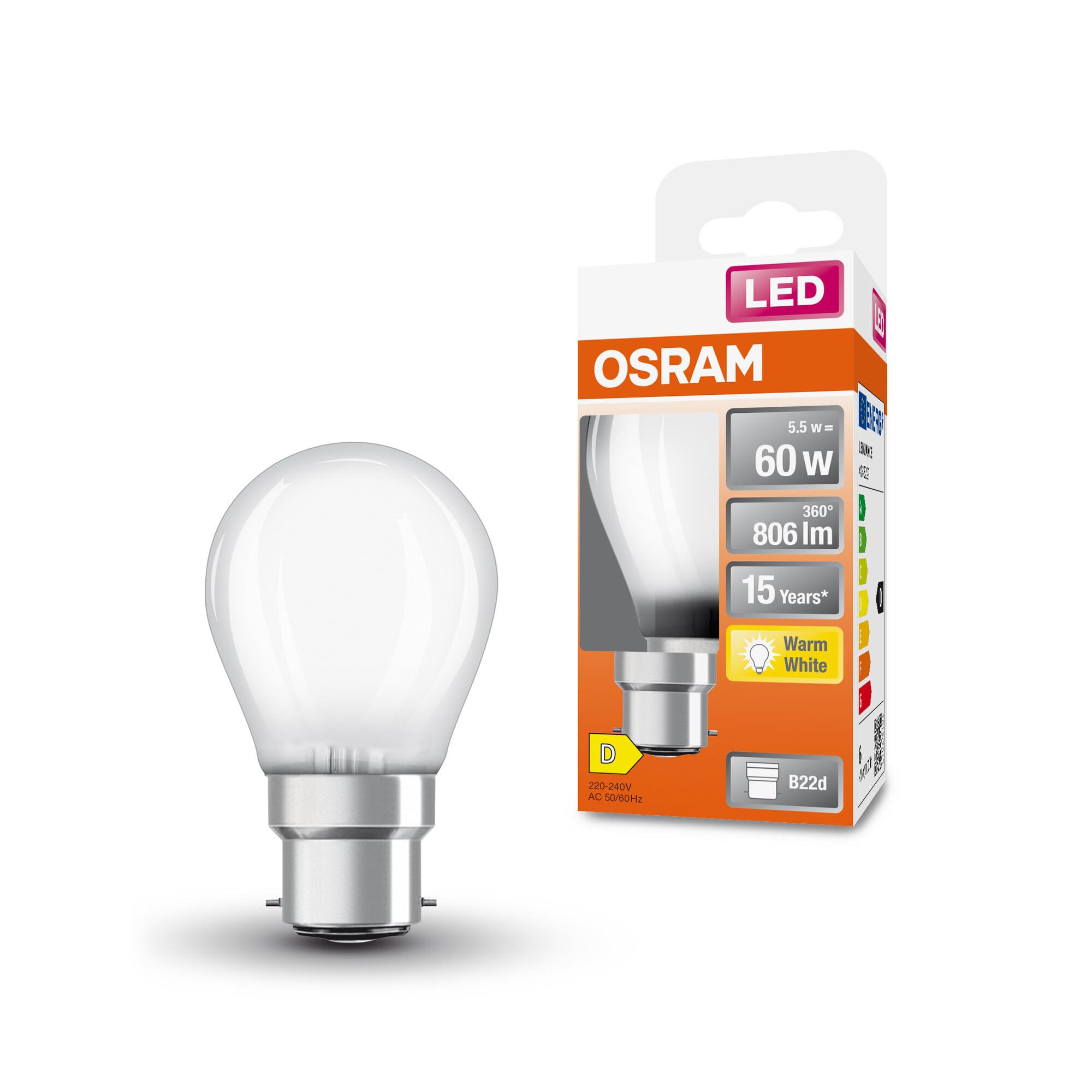 Osram Lampada LED Classic P60 Star B22D 6pz