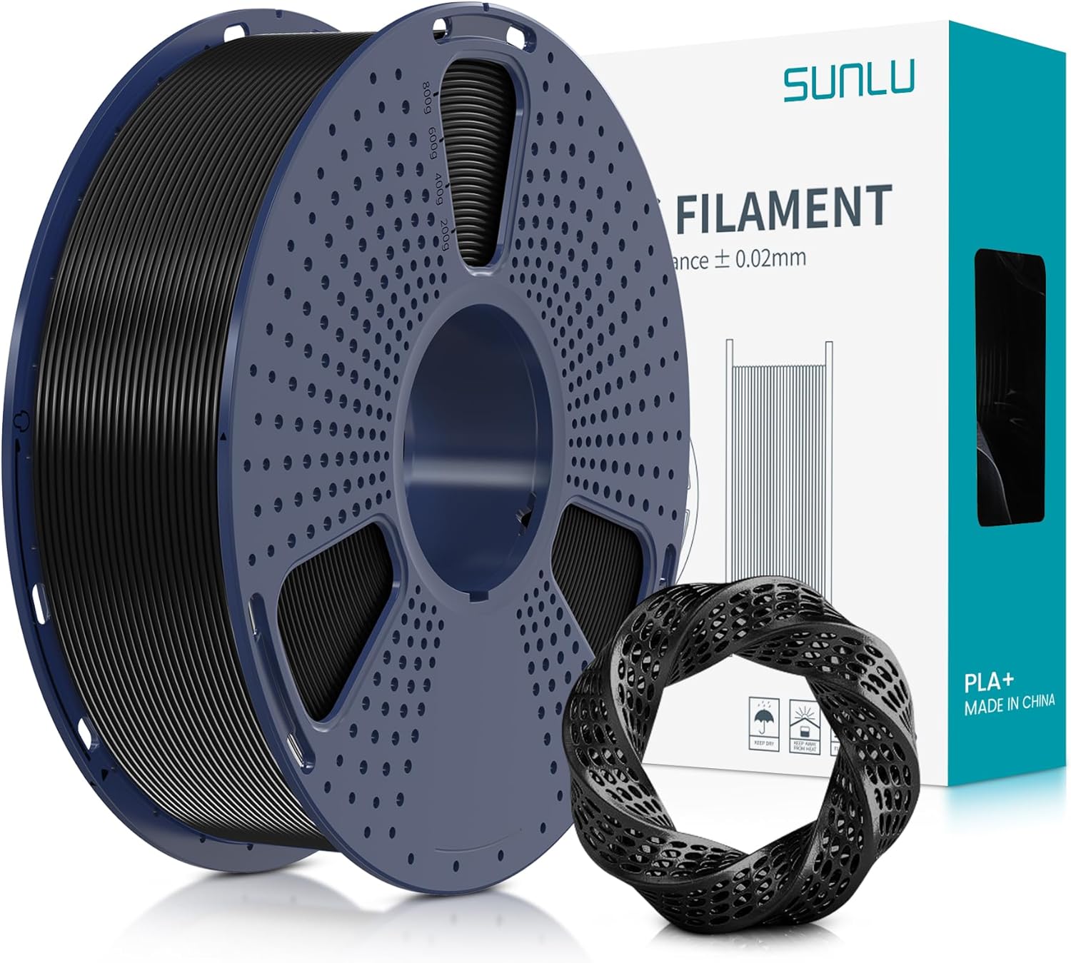 Sunlu Filamento PLA+ 1.75mm per Stampante 3D 1KG, Nero - immagine 1