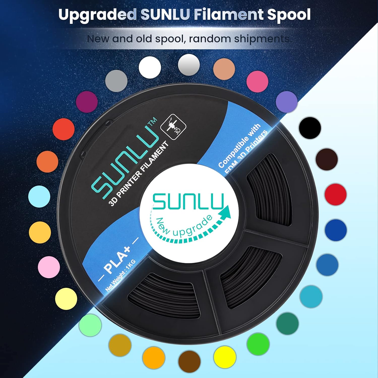 Sunlu Filamento PLA+ 1.75mm per Stampante 3D 1KG, Nero - immagine 2