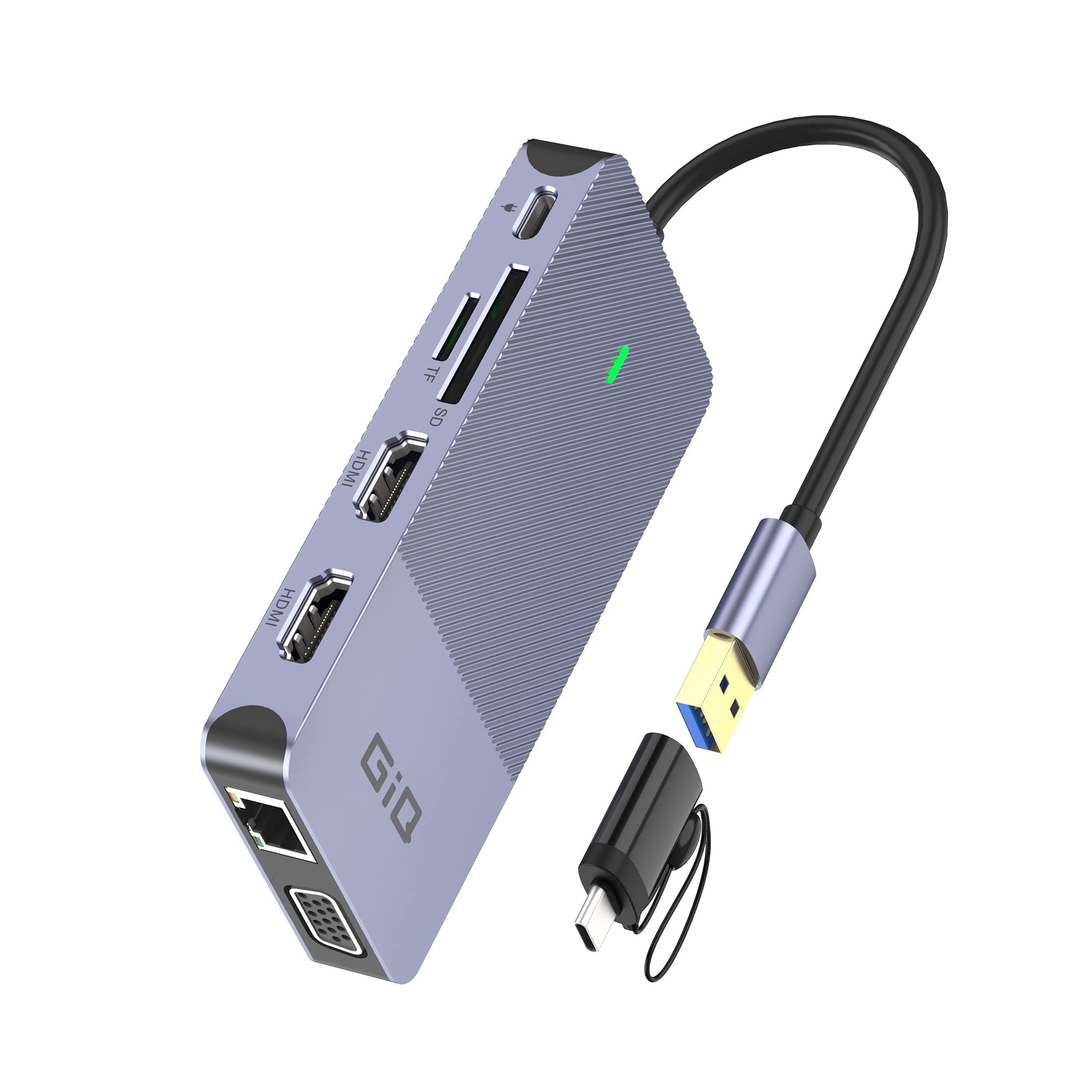 Giq Docking Station USB-C Hub Doppio HDMI VGA