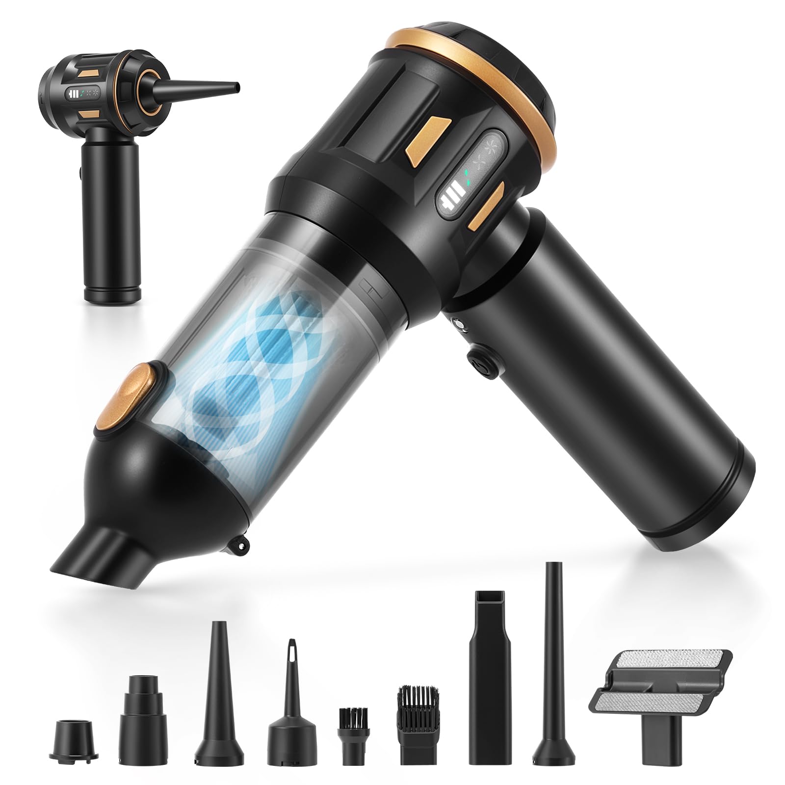 Aria Compressa PC 22000Pa e Aspirapolvere Auto, Nero