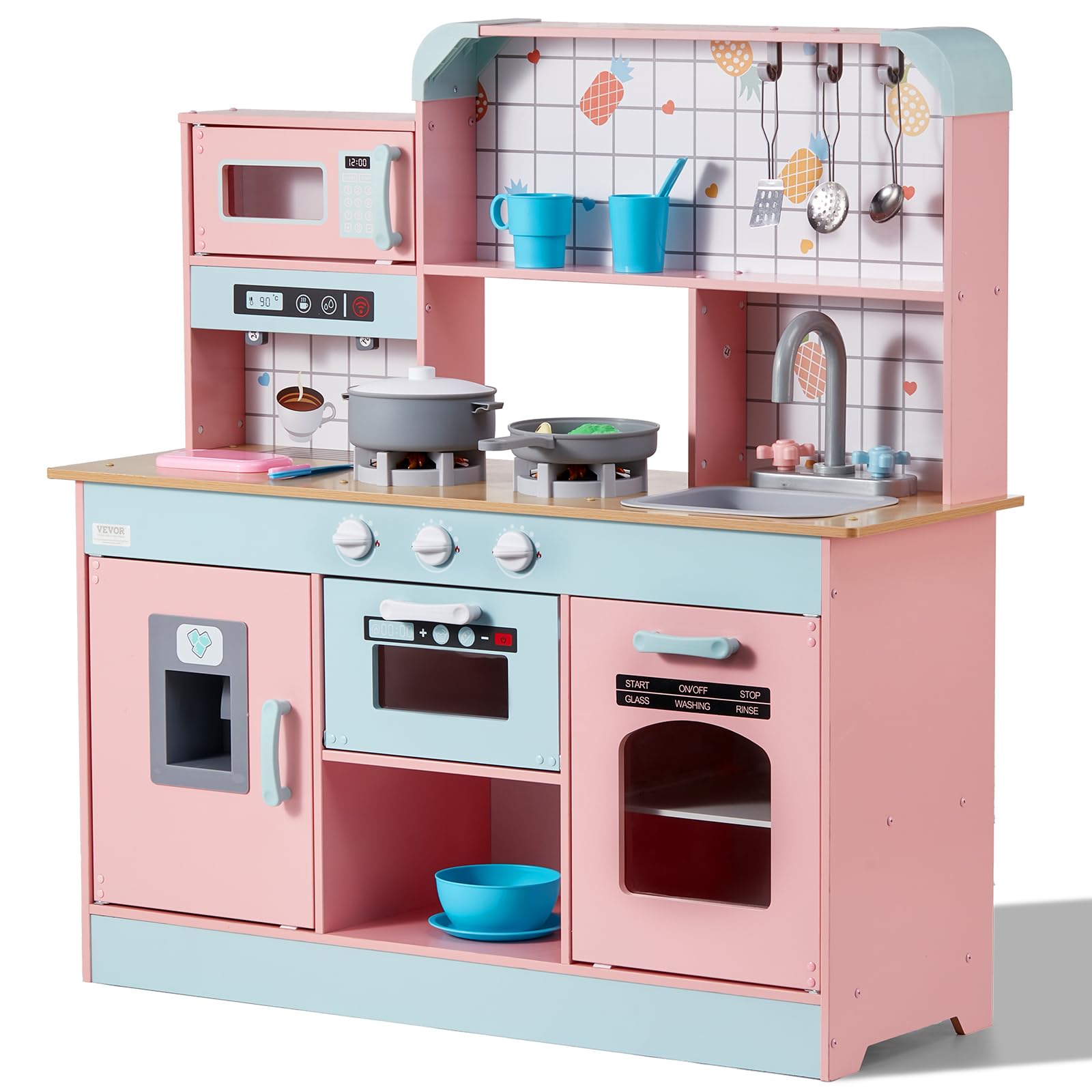 Vevor Giocattolo Cucina in Legno per Bambini, Rosa