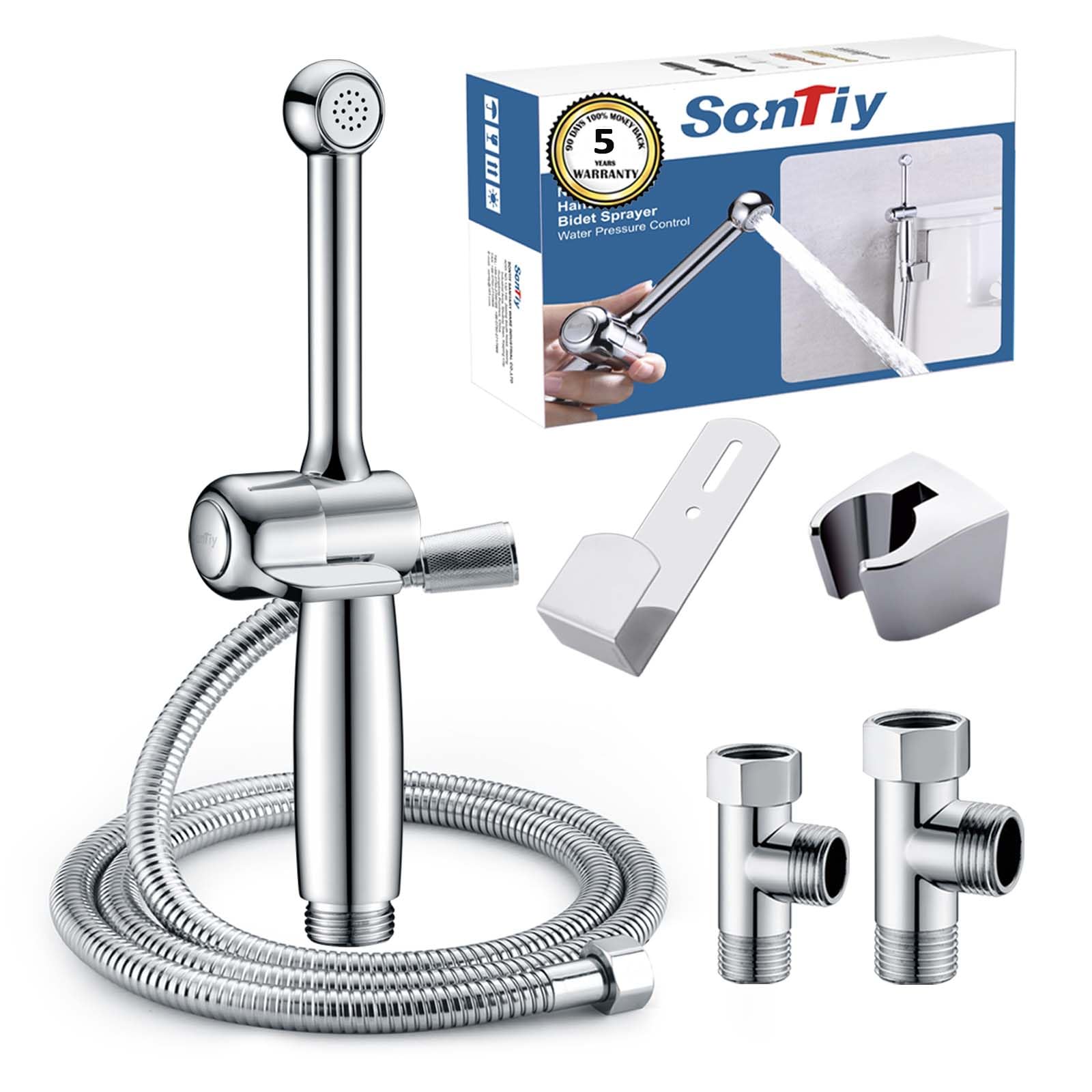Sontiy Set Spruzzatori Bidet Portatile per WC, Cromo
