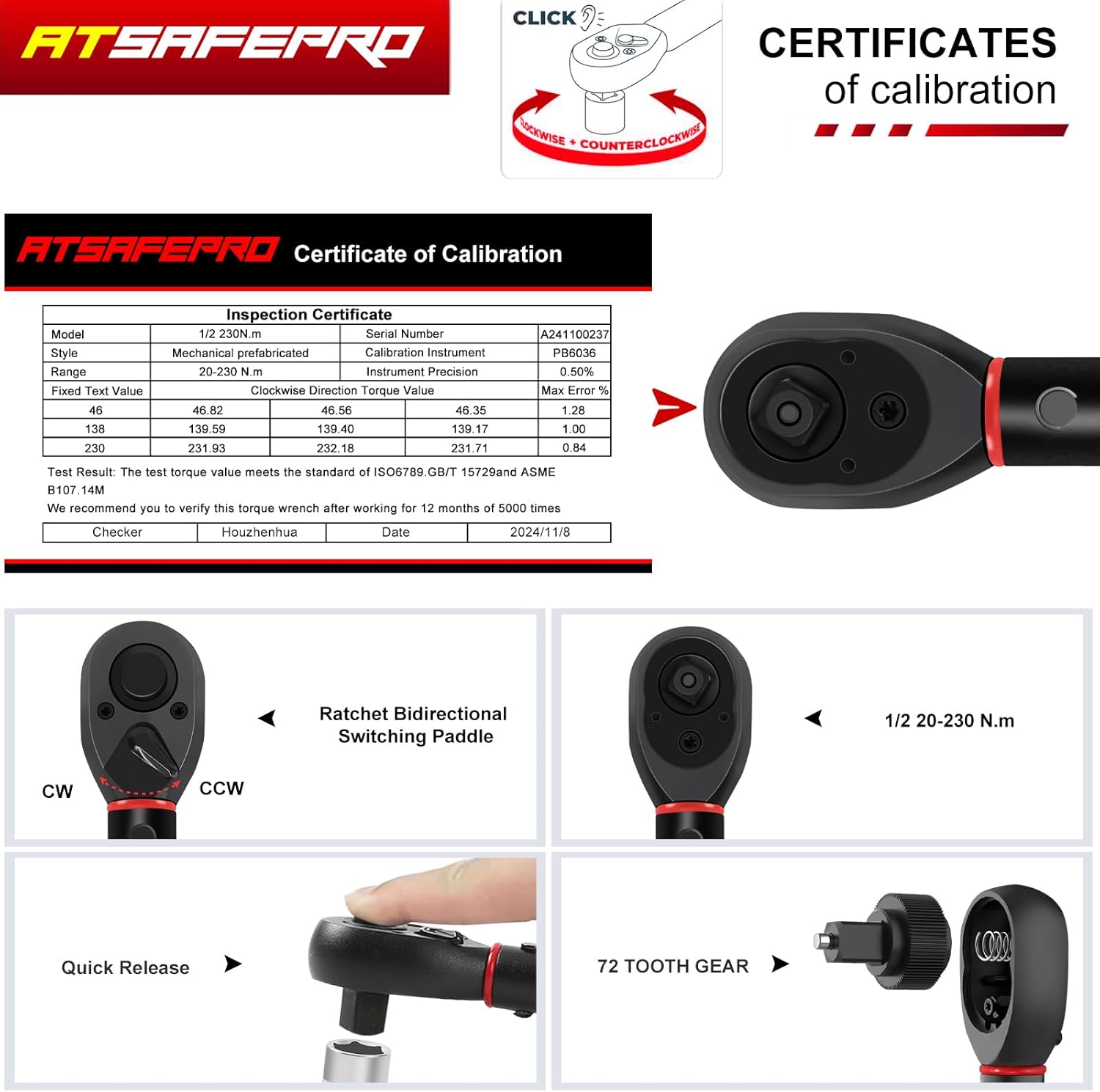 Atsafepro Chiave Dinamometrica 1/2'' 20-230 Nm - immagine 3