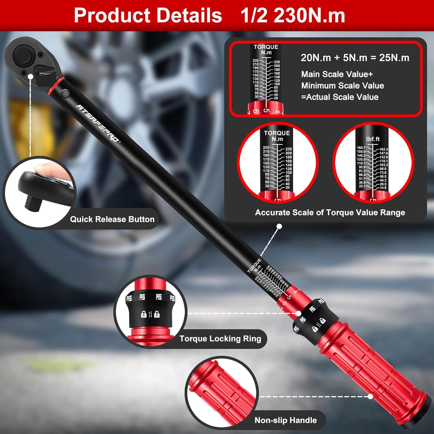 Atsafepro Chiave Dinamometrica 1/2'' 20-230 Nm - immagine 4