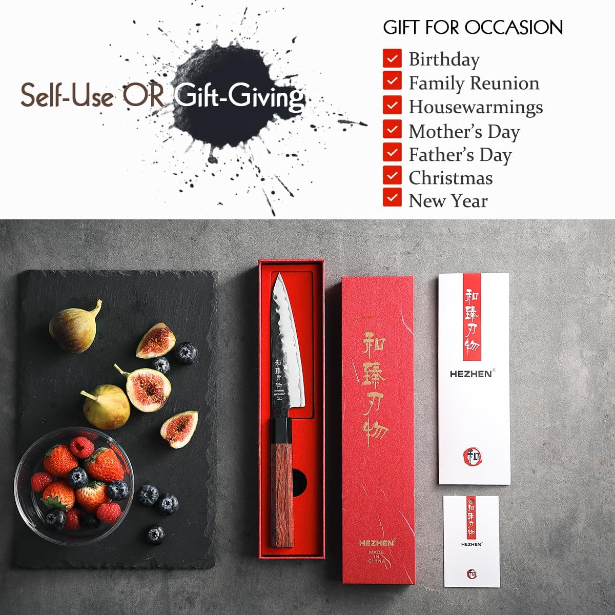 Hezhen Coltello Multiuso 13,5CM, Acciaio Forgiato - immagine 7