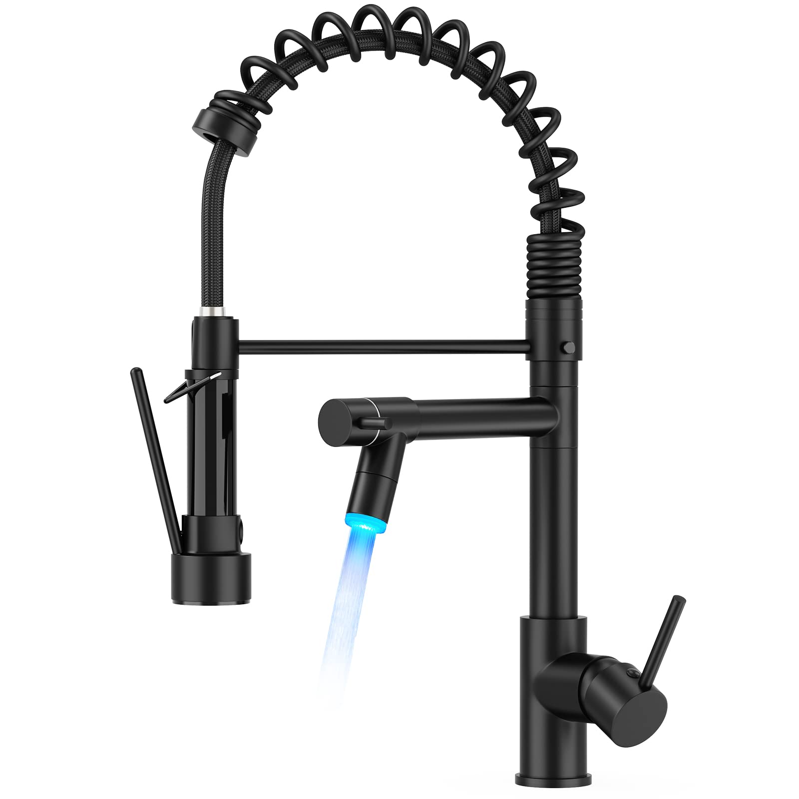 Forious LED Rubinetto Lavabo Cucina Nero Acciaio Inox