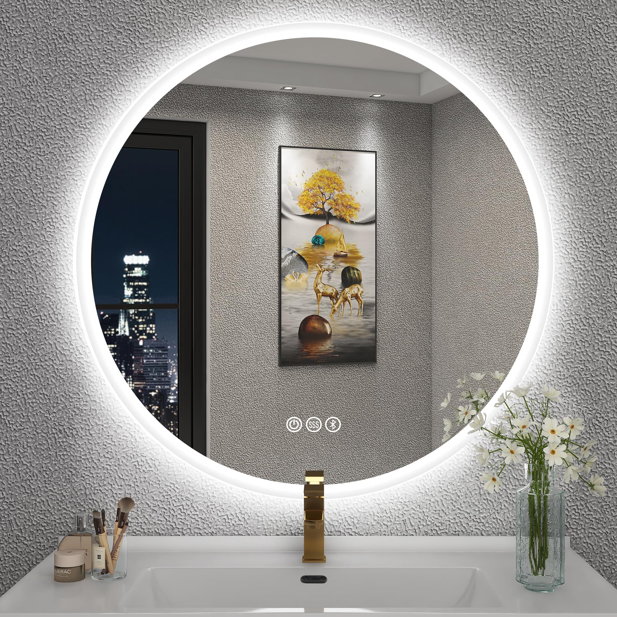 S'bagno Specchio Rotondo Bagno LED Retroilluminato 60cm