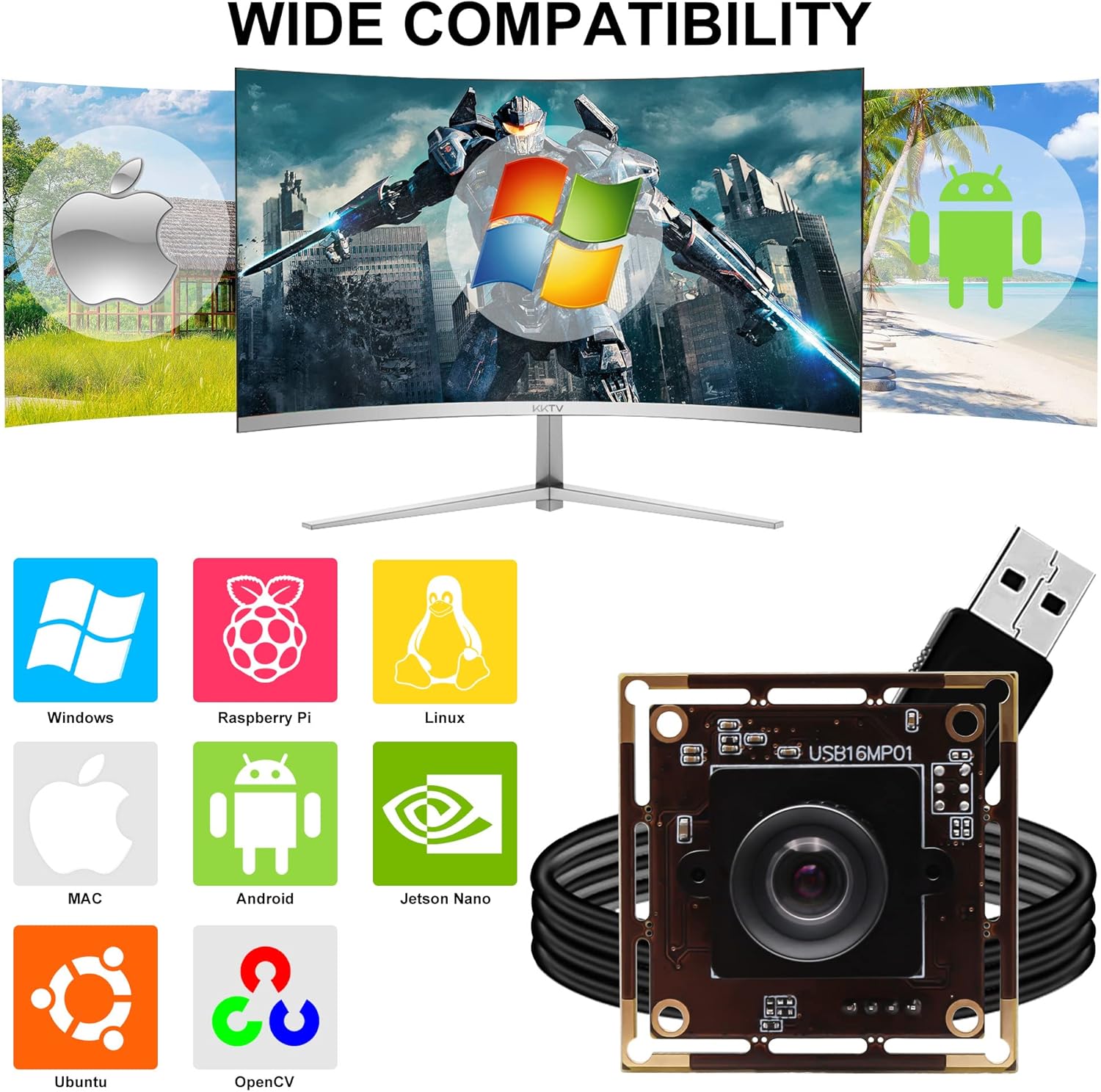 Svpro Fotocamera USB Grandangolare 16MP per Computer - immagine 6