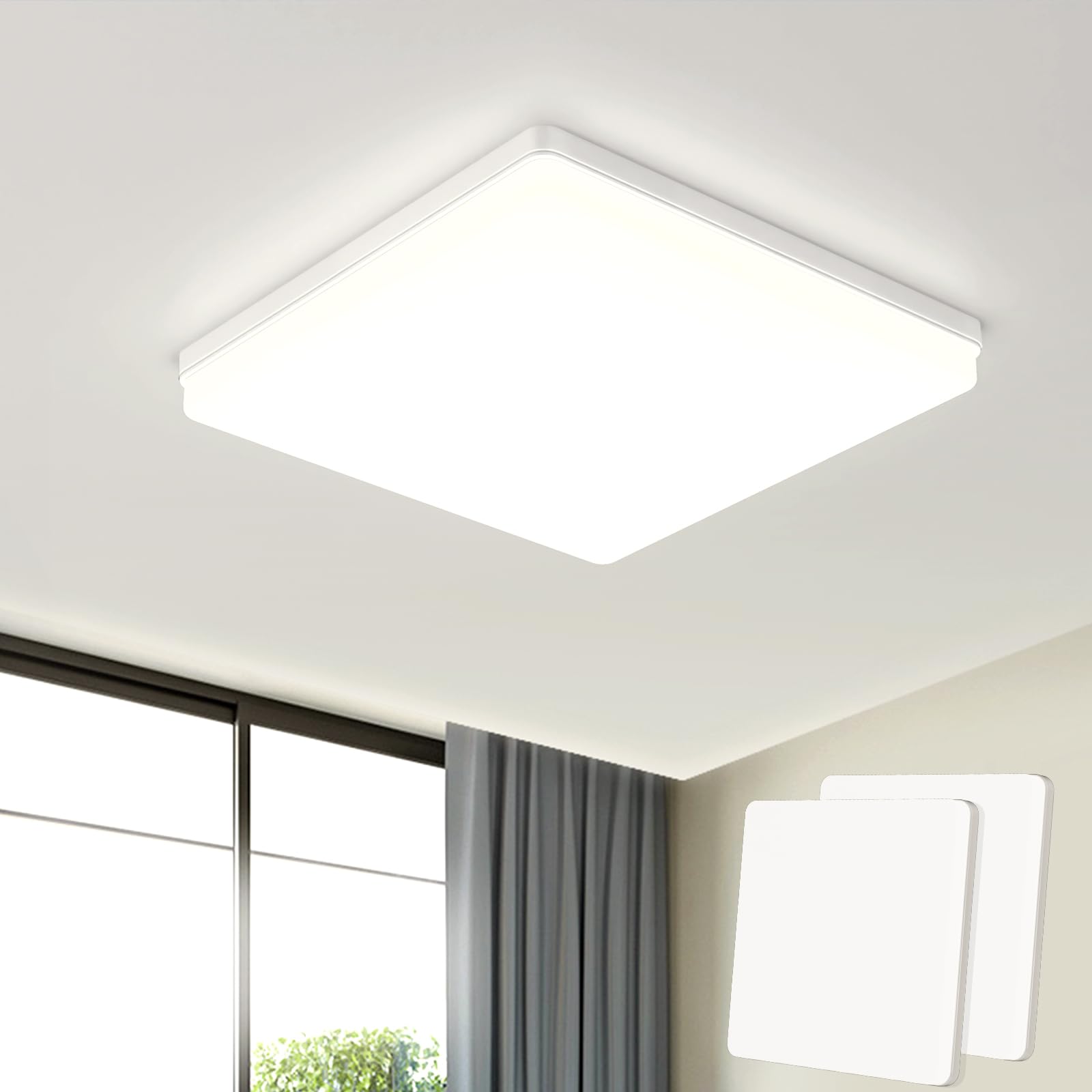 Easy Eagle Plafoniera LED Soffitto Quadrata 48W 4000K (2 Pezzi)